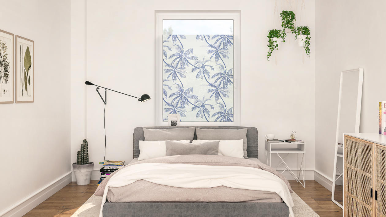 Sonnenschutz, Motiv, Druck, Print, Blueprint-Palms, Design Fensterfolie mit Motiv Blueprint Palms, SKF.JS.050.050.1003, Lichtblick