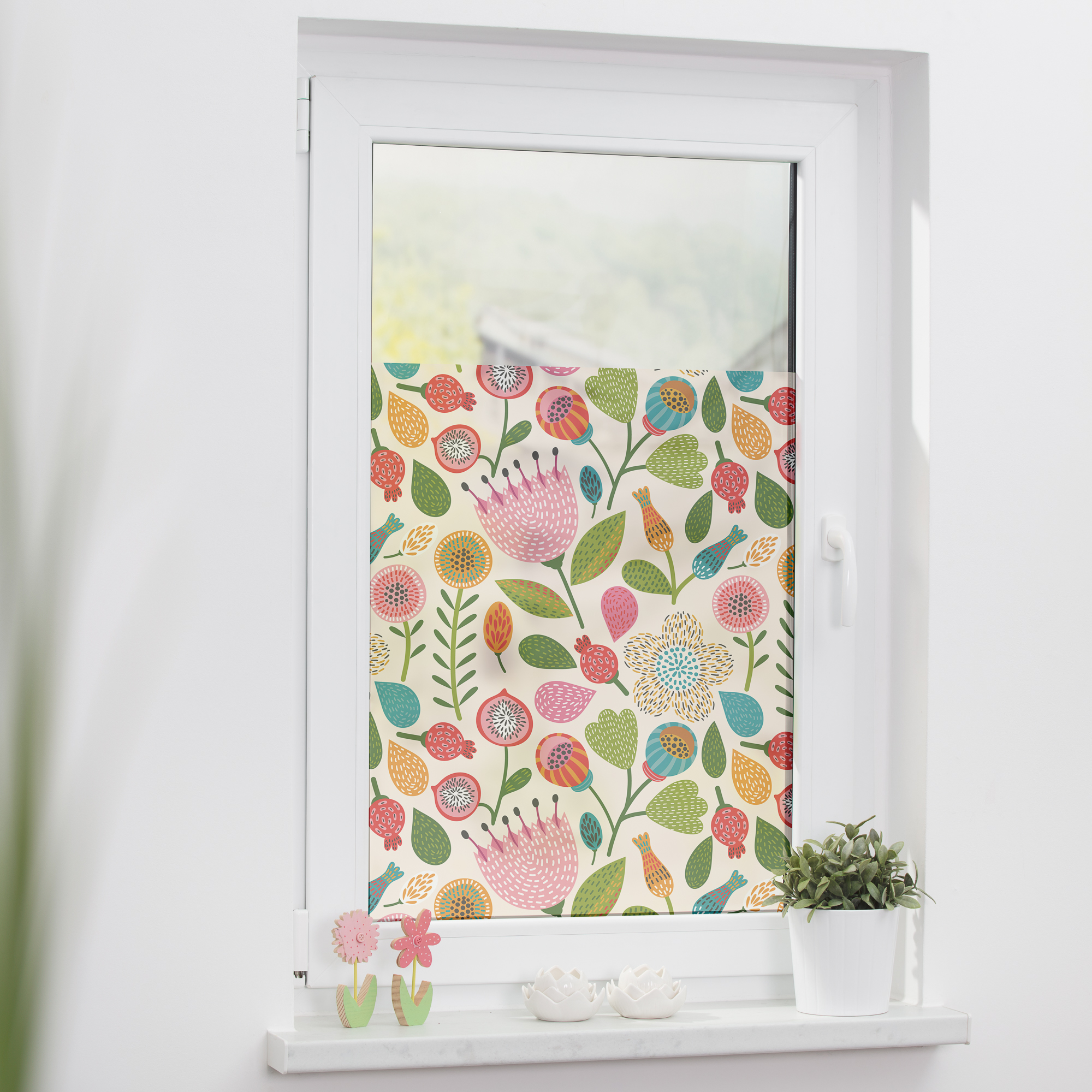 Fensterfolie mit Motiv Blumen