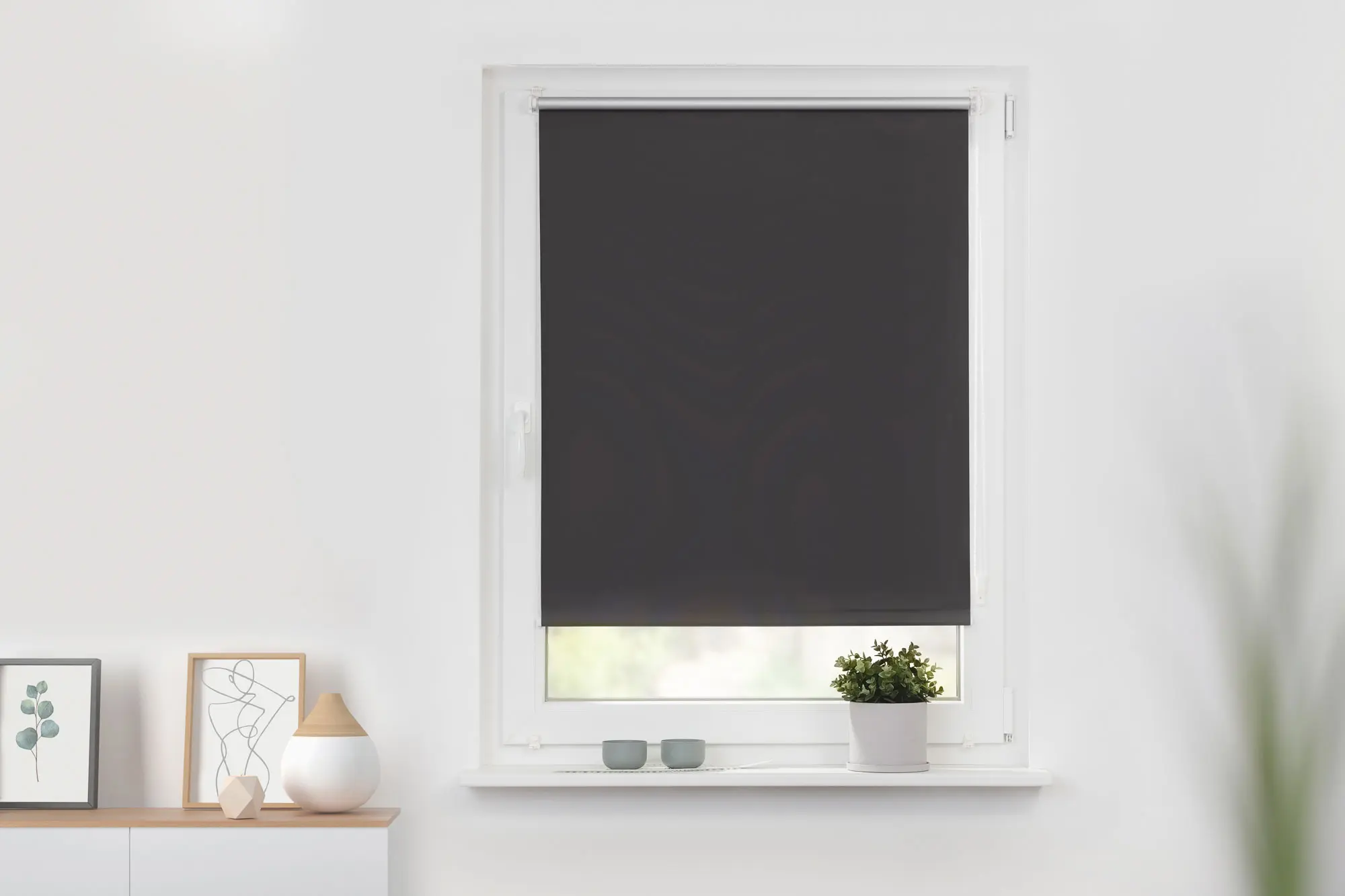 Rollo in der Farbe Schwarz blickdicht und verdunkelnd