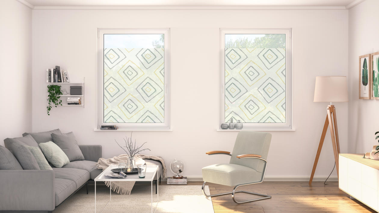 Sonnenschutz, Motiv, Druck, Print, Boho-Rectangle, Design Fensterfolie mit Motiv Boho Rectangle, SKF.JS.050.050.1018, Lichtblick