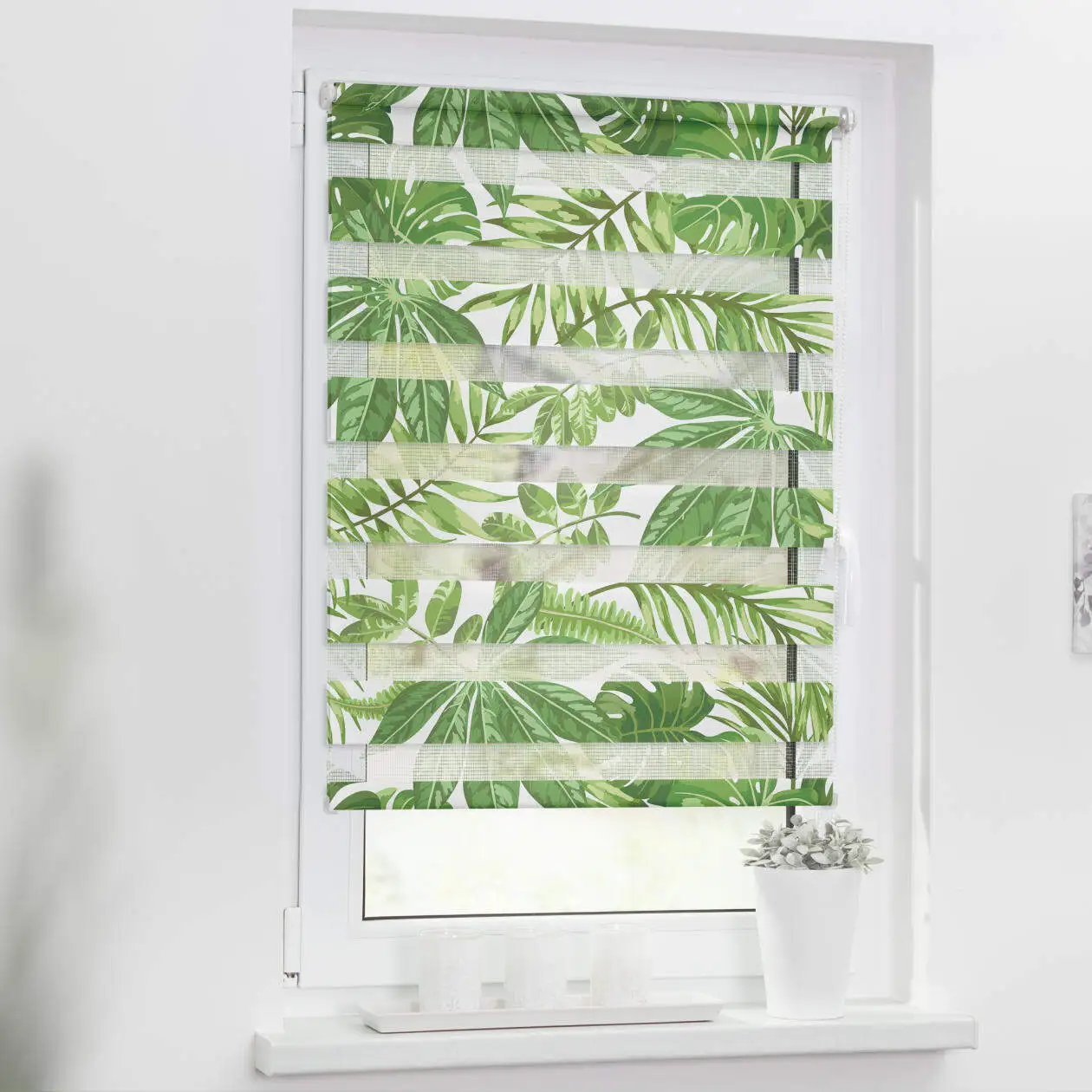 Doppelrollo mit Motiv Blätter