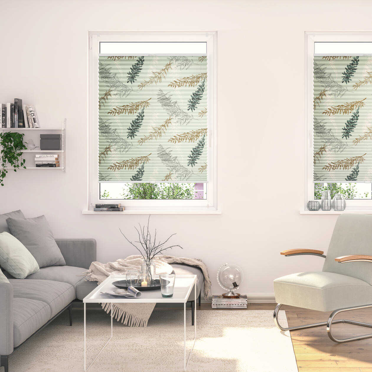 Design Plissee mit Motiv Fir Branches Design Plissee mit Motiv Fir Branches