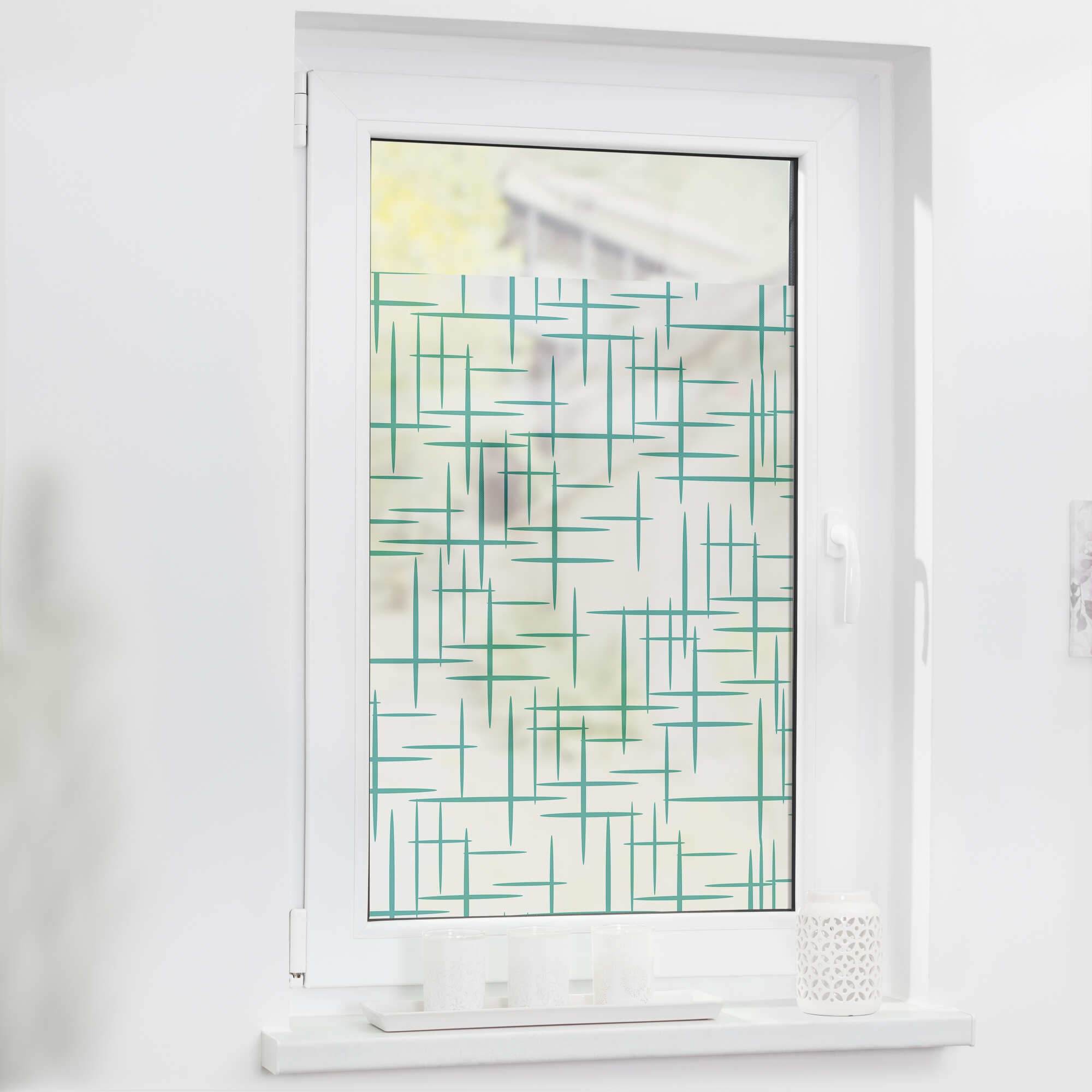 Fensterfolie mit Motiv Stars Petrol Fensterfolie mit Motiv Stars Petrol