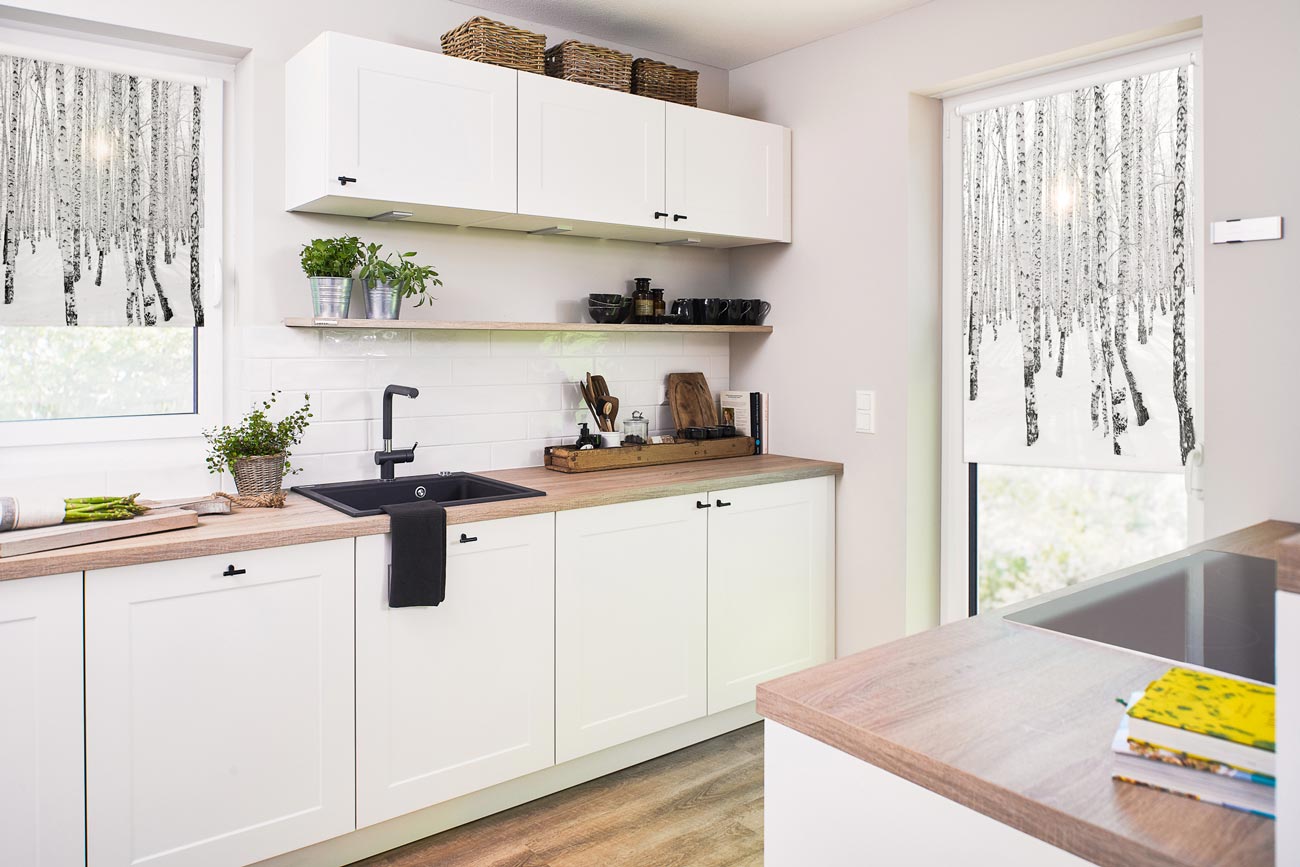 Rollo mit Weihnachtsmotiv Birkenwald Rollo mit Weihnachtsmotiv Birkenwald