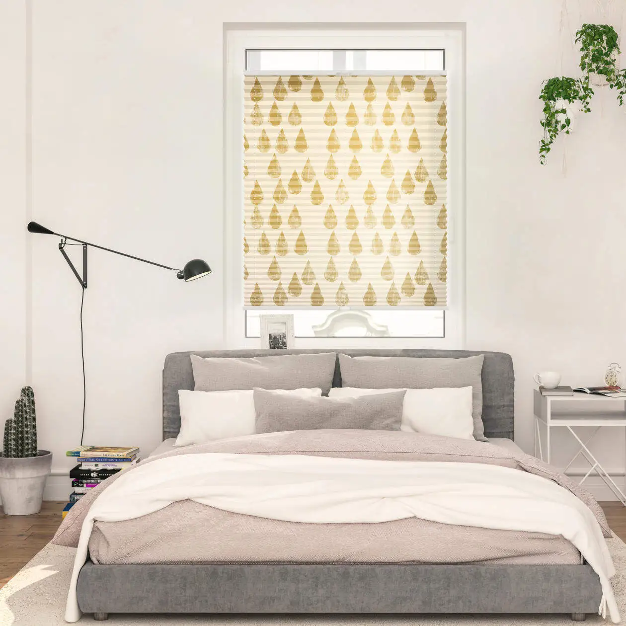 Design Plissee mit Motiv Golden Drops