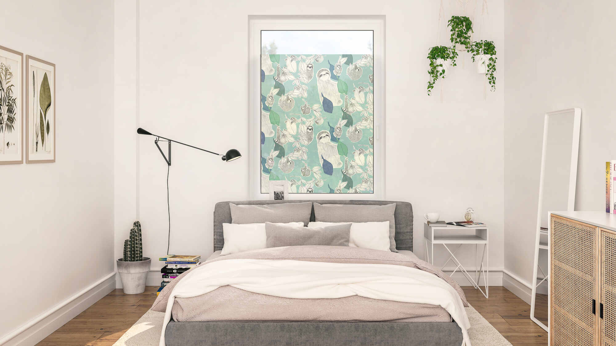 Design Fensterfolie mit Motiv Sloths On Turquoise Design Fensterfolie mit Motiv Sloths On Turquoise