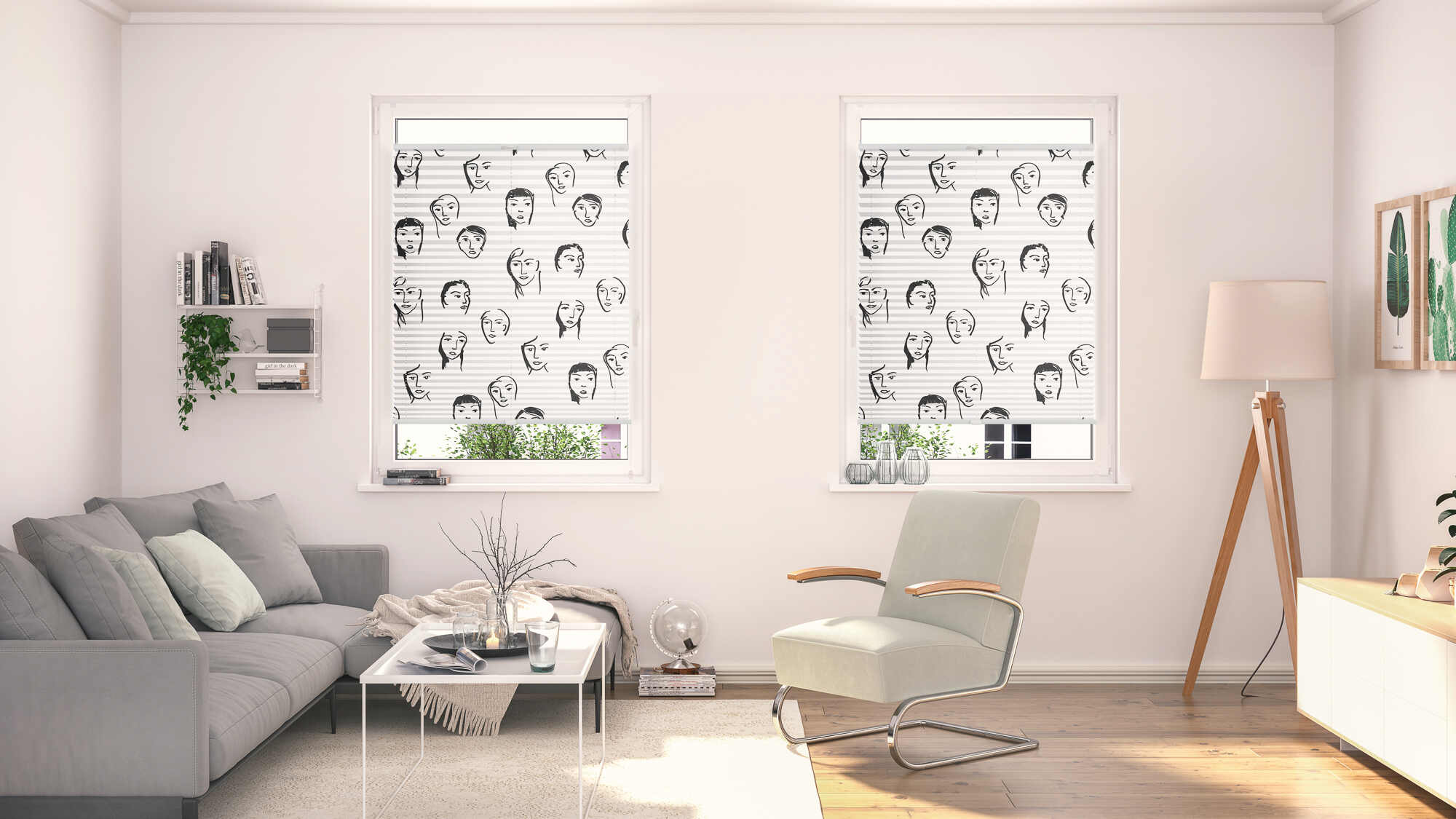 Design Plissee mit Motiv Faces Design Plissee mit Motiv Faces