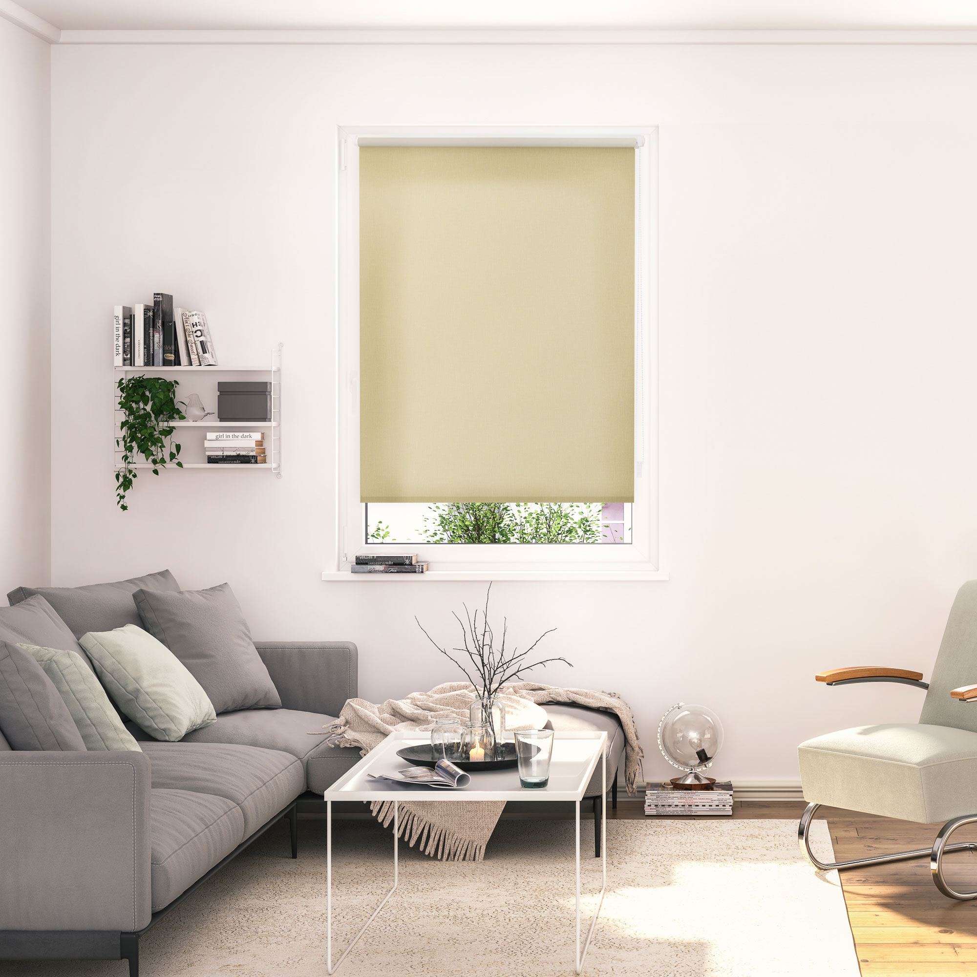 Rollo in der Farbe Beige mit Sonnenschutz