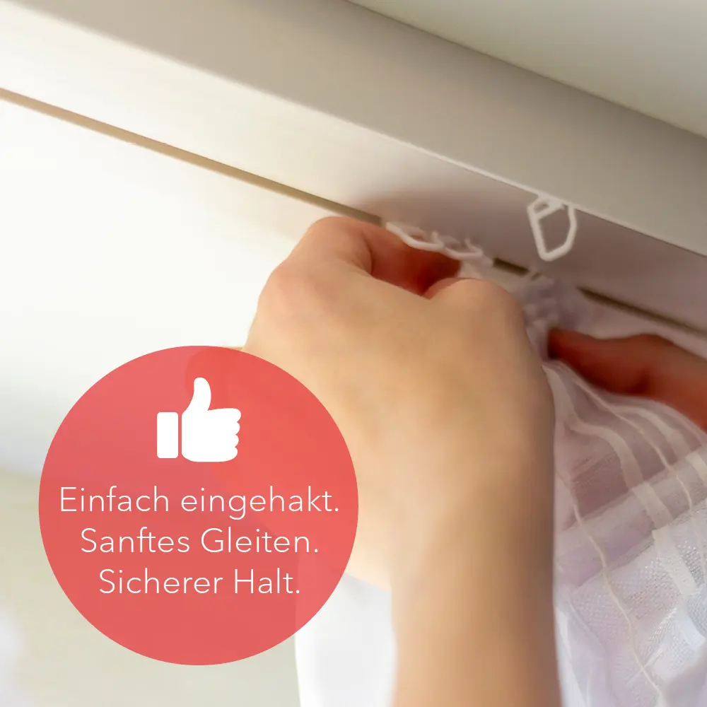 Gardinenröllchen 120 Stück + 6 Feststeller