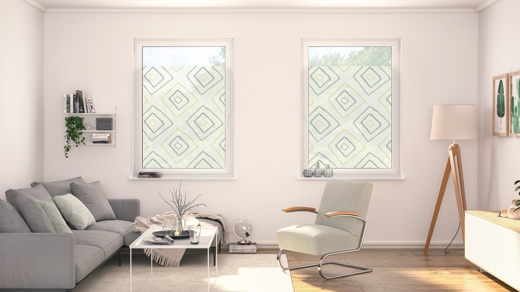 Design Fensterfolie mit Motiv Boho Rectangle