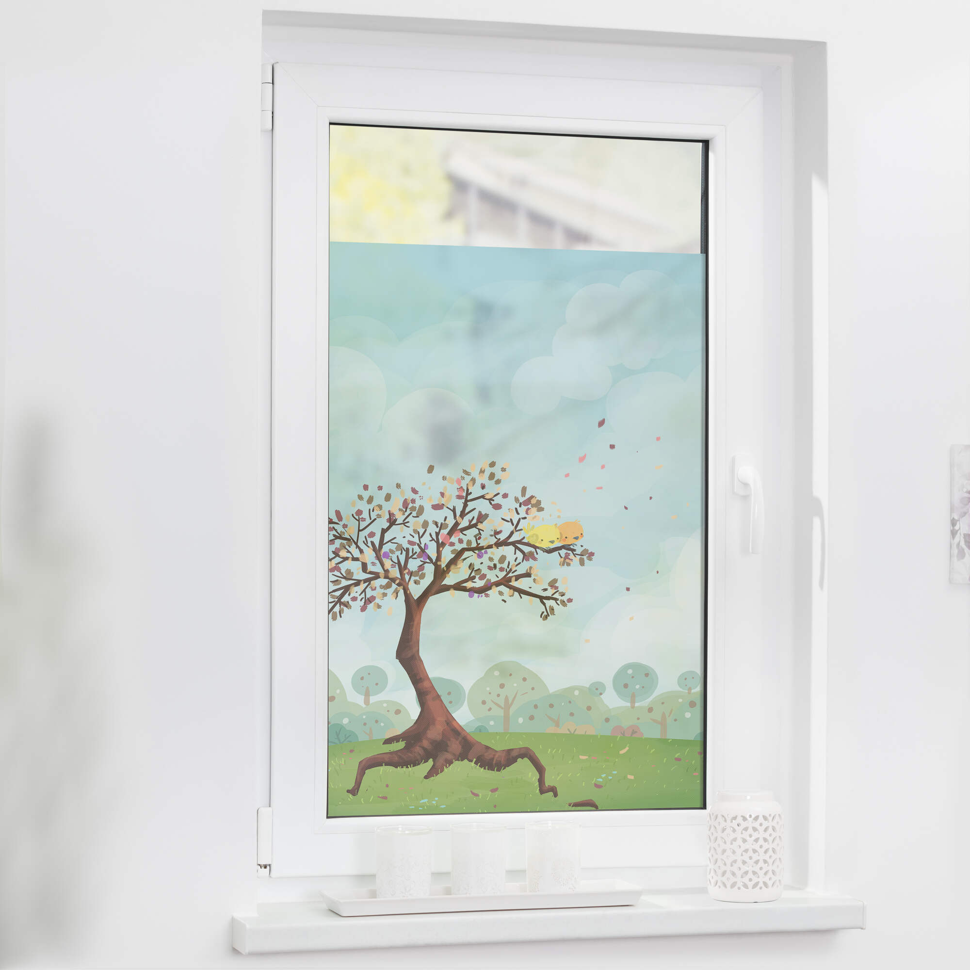 Fensterfolie mit Motiv Märchenbaum Fensterfolie mit Motiv Märchenbaum