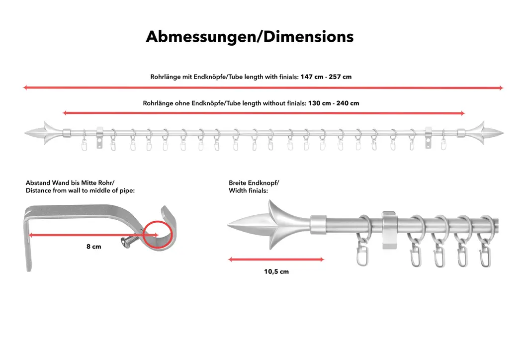 Gardinenstange Lilie, 16 mm, ausziehbar