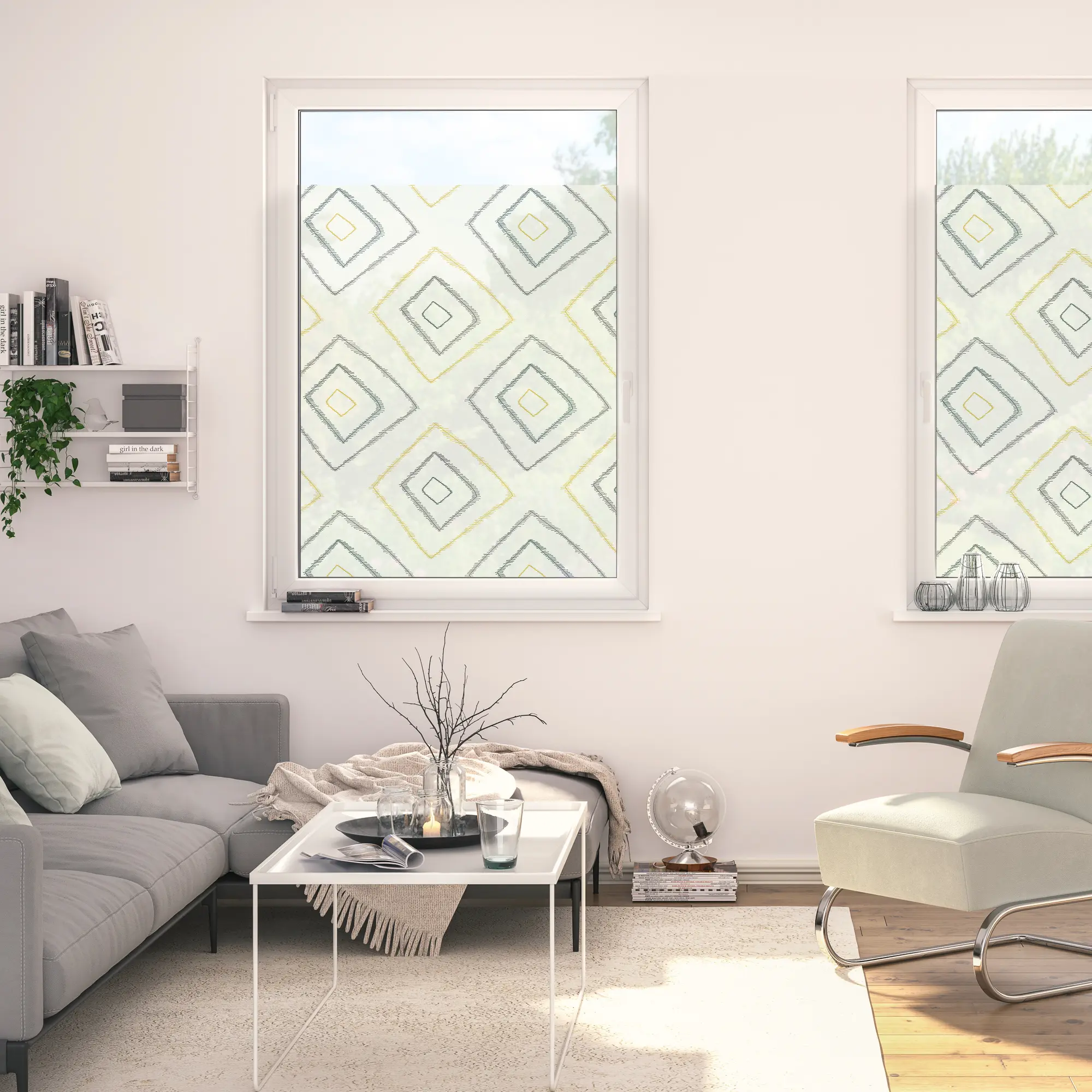 Design Fensterfolie mit Motiv Boho Rectangle