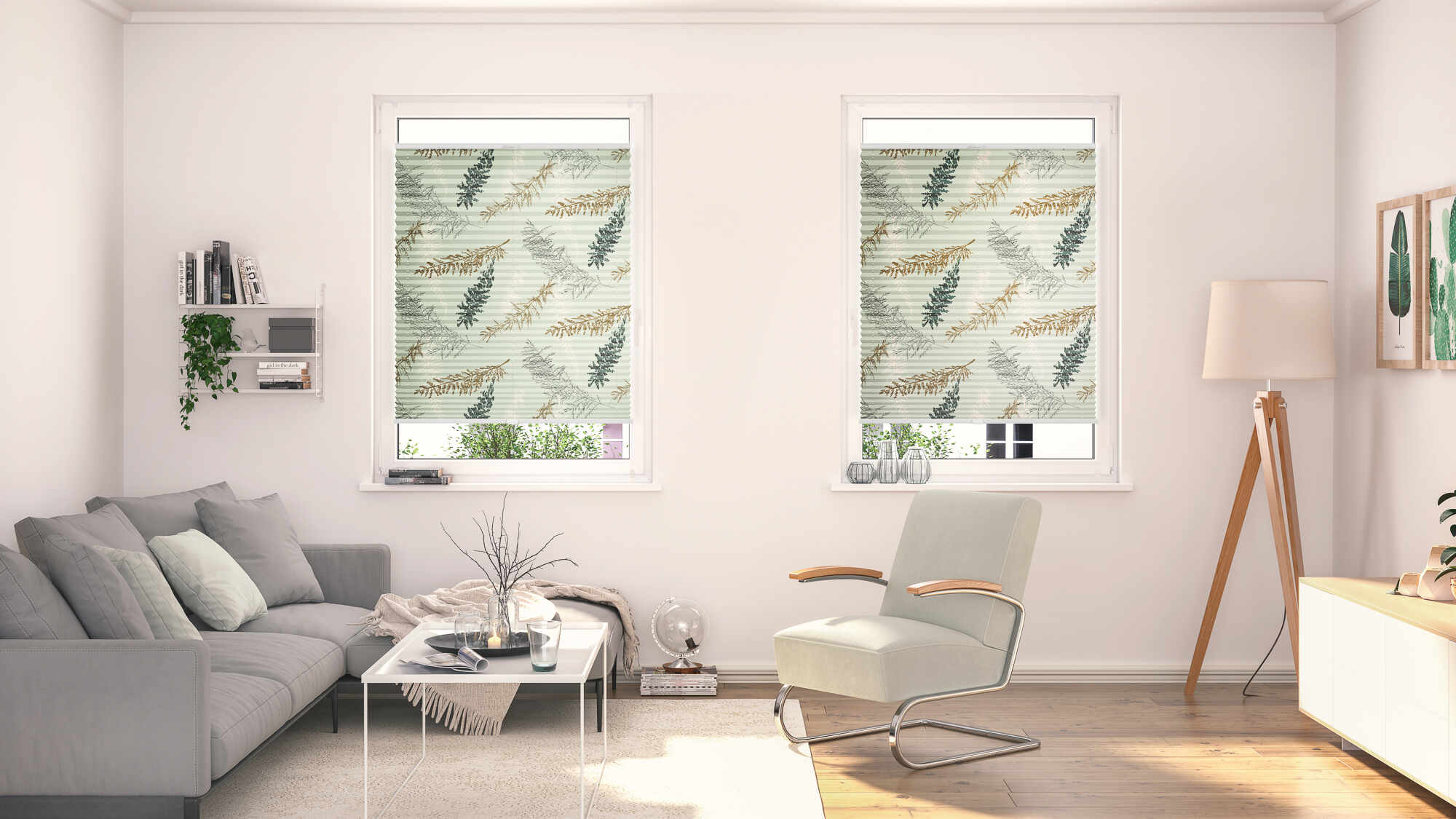 Design Plissee mit Motiv Fir Branches Design Plissee mit Motiv Fir Branches