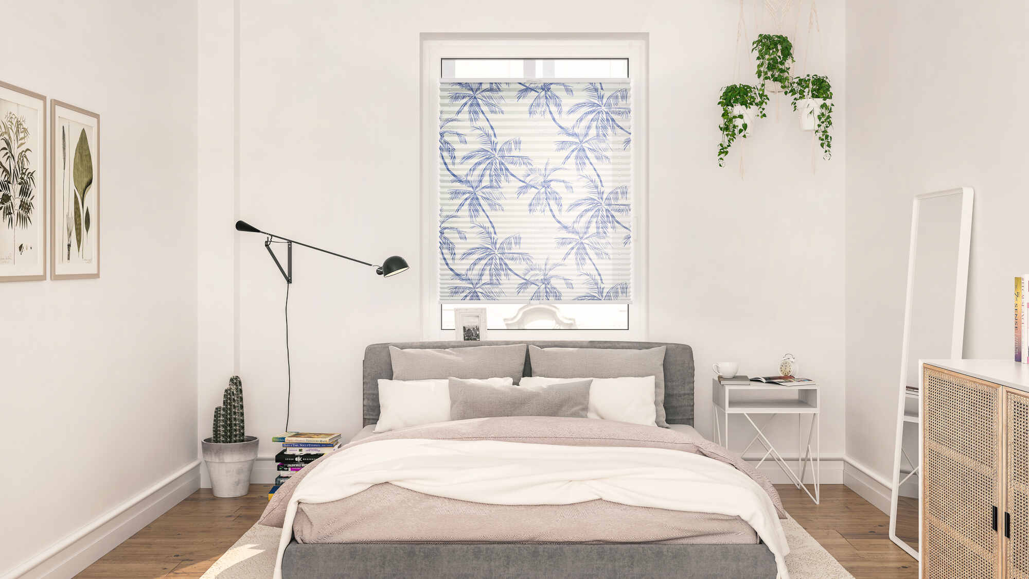 Design Plissee mit Motiv Blueprint Palms Design Plissee mit Motiv Blueprint Palms