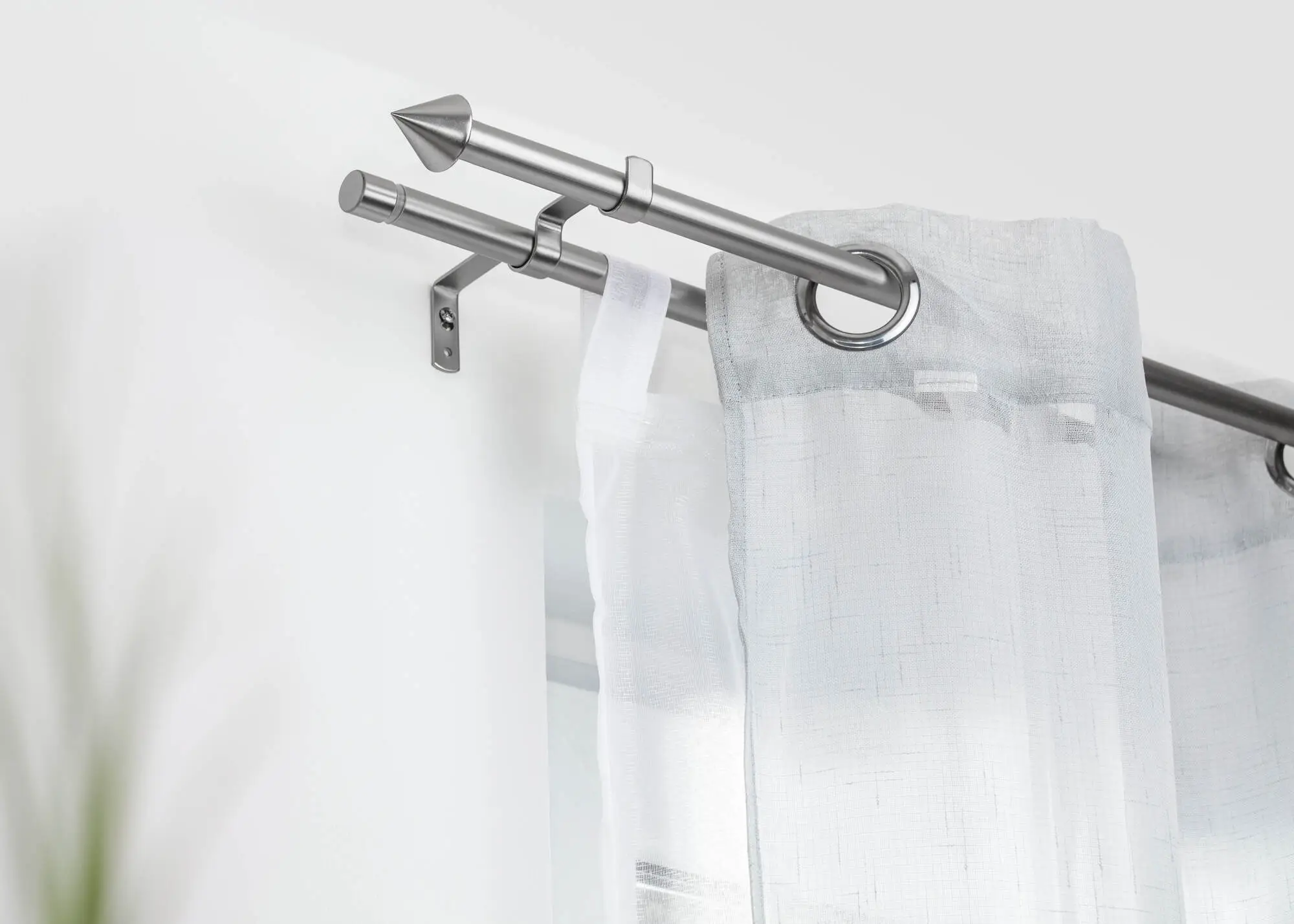 Gardinenstange 2 läufig Kegel, 20 mm, ausziehbar, Chrom Matt