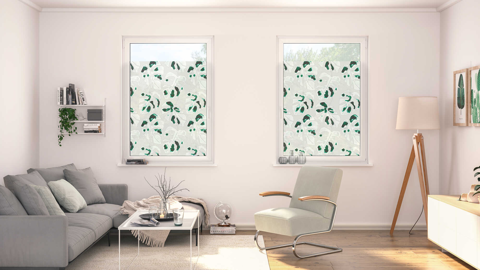 Design Fensterfolie mit Motiv Monstera Design Fensterfolie mit Motiv Monstera