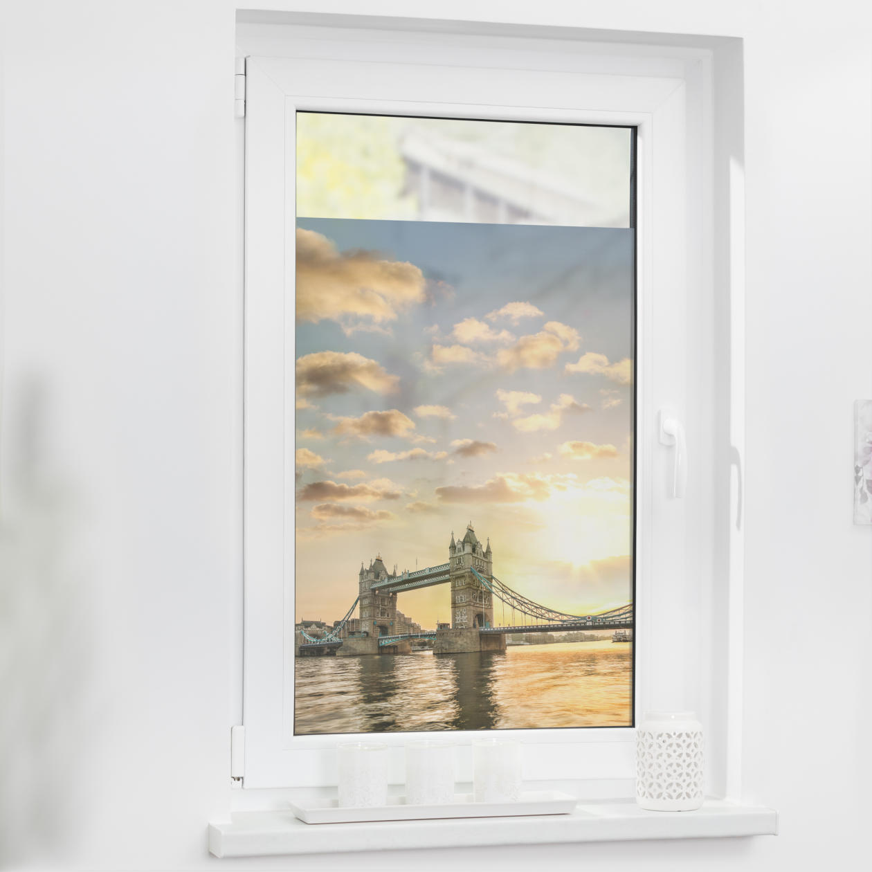 Sonnenschutz, Motiv, Druck, Print, Tower-Bridge, Fensterfolie mit Motiv Tower Bridge, SKF.050.050.740, Lichtblick