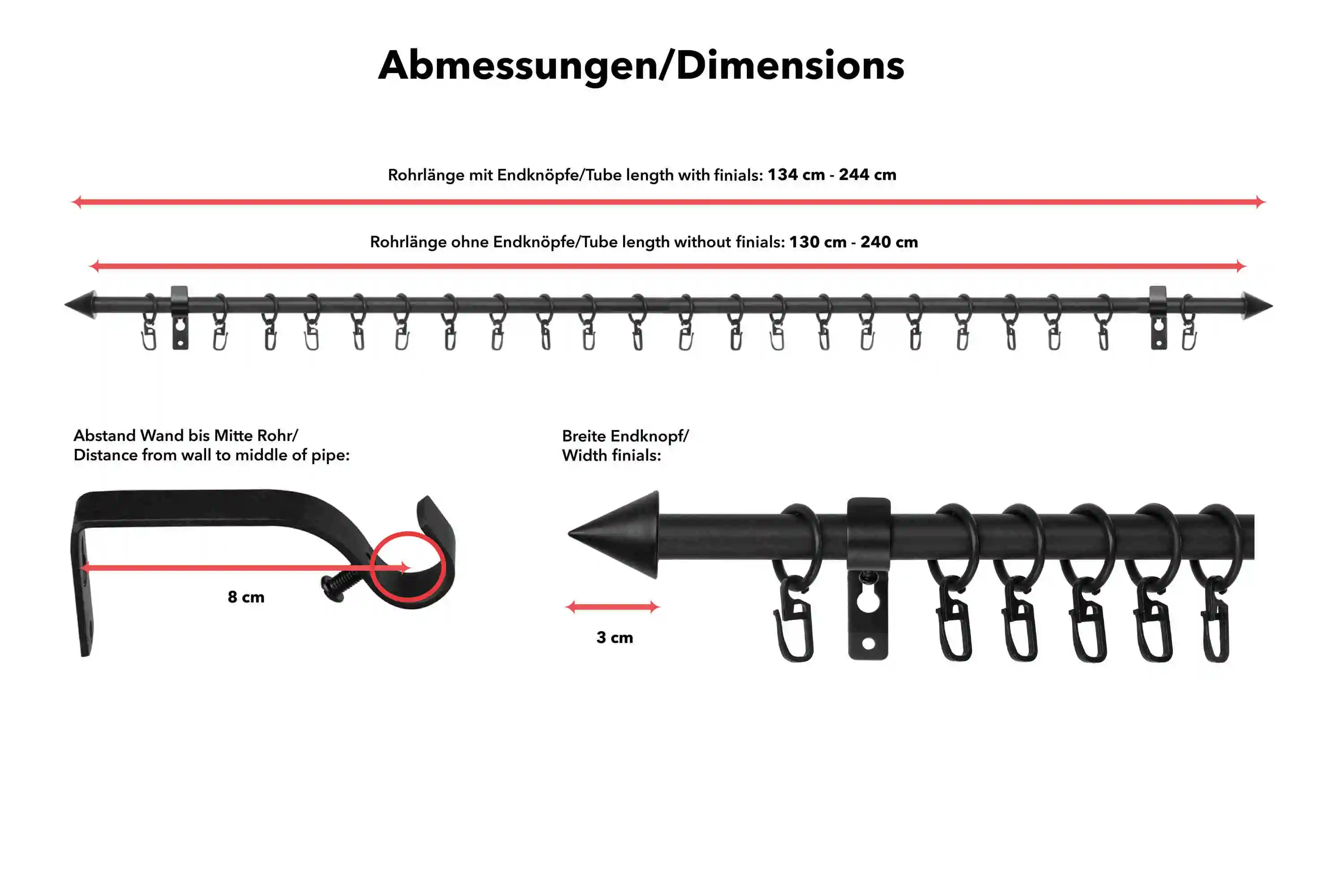 Gardinenstange Hallstadt Kegel, ausziehbar