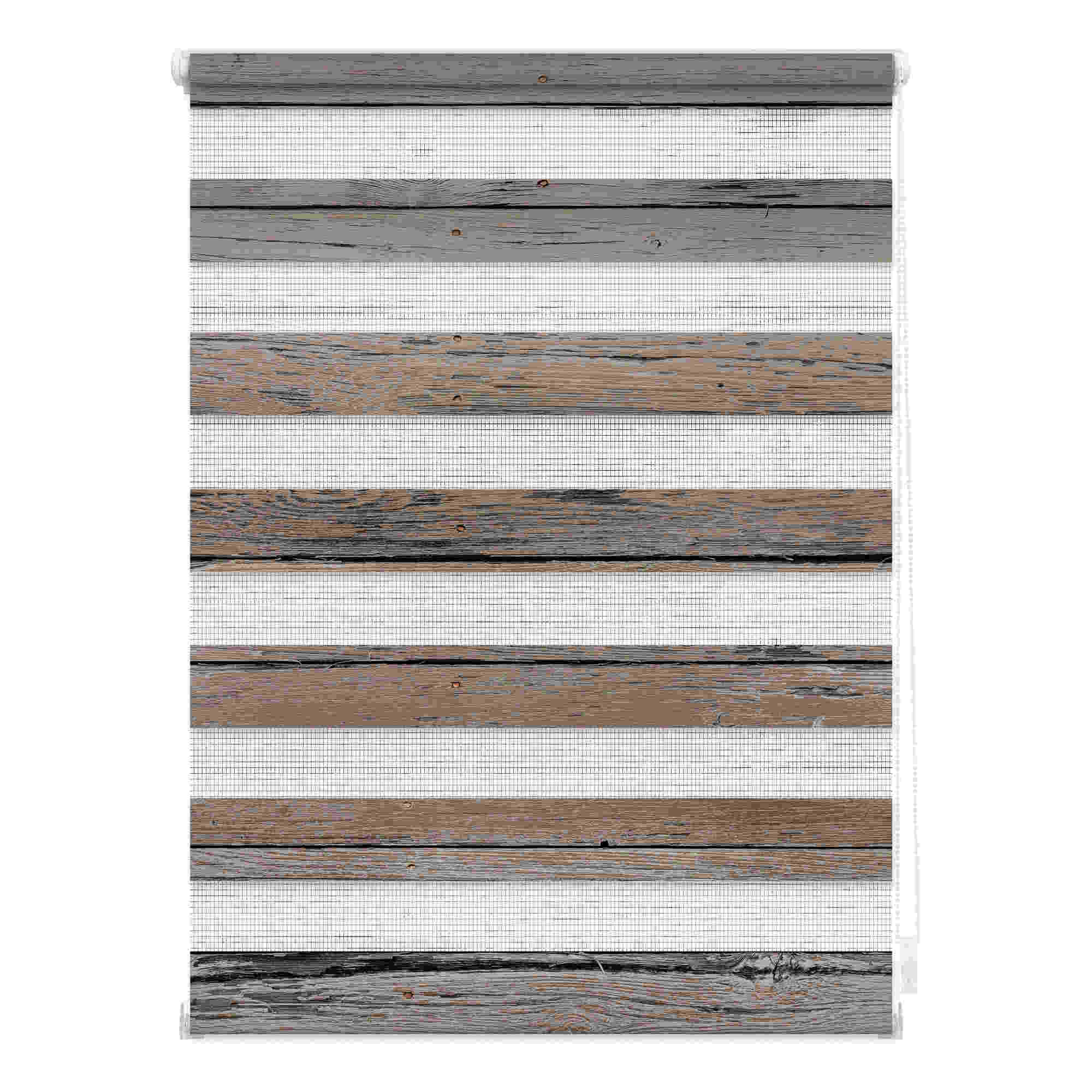 Doppelrollo mit Motiv Bretter Vintage Braun Doppelrollo mit Motiv Bretter Vintage Braun