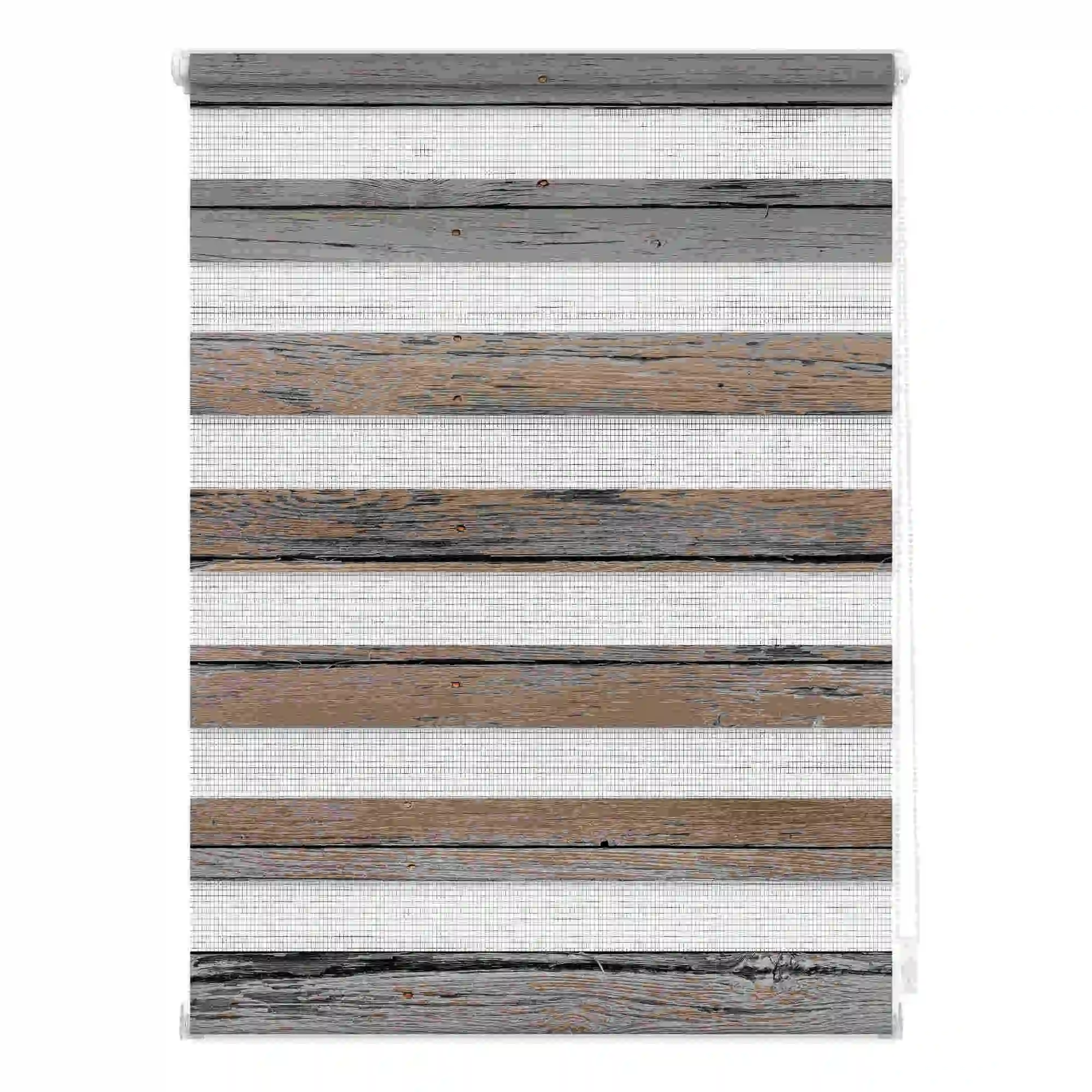 Doppelrollo mit Motiv Bretter Vintage Braun
