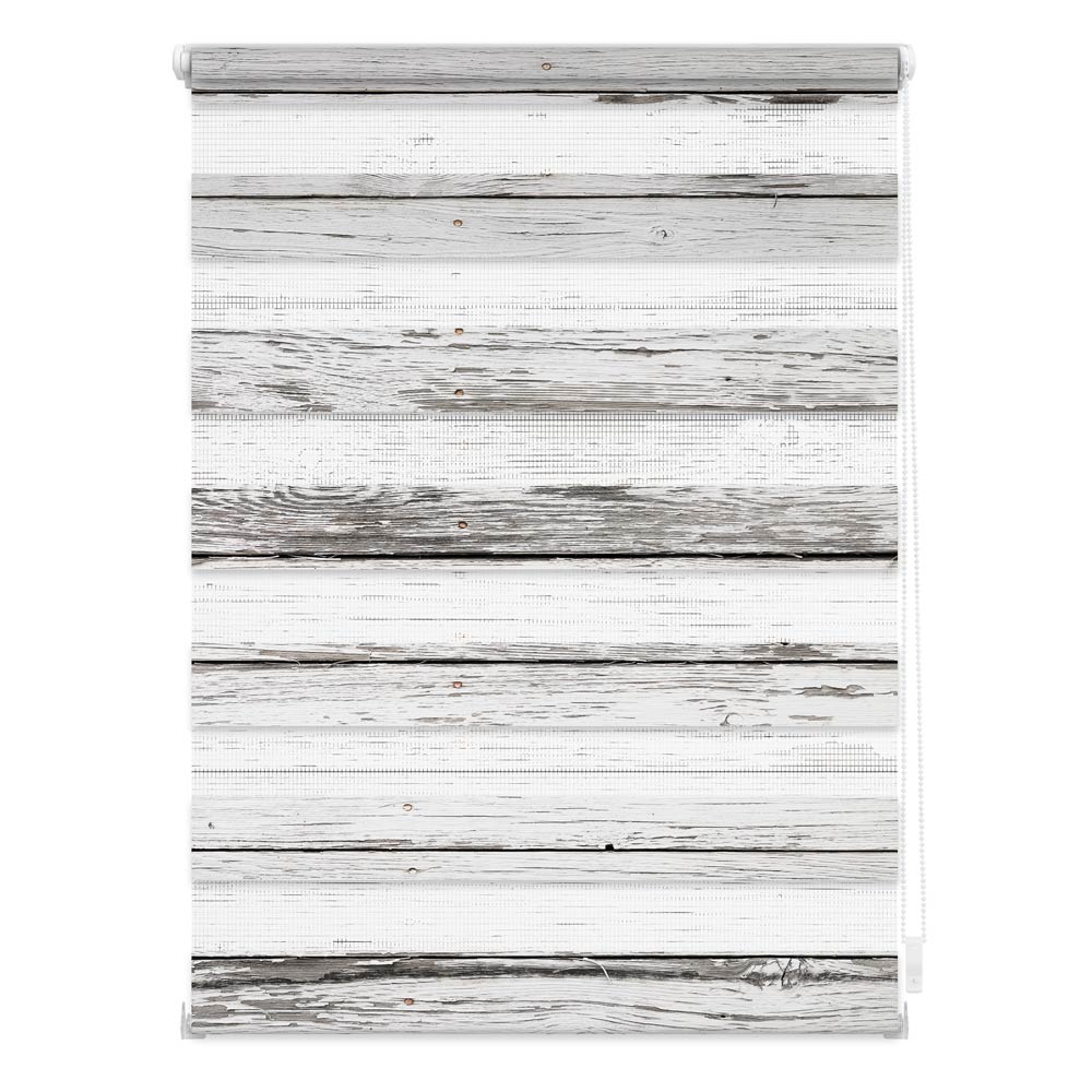 Doppelrollo mit Motiv Bretter Vintage Weiß