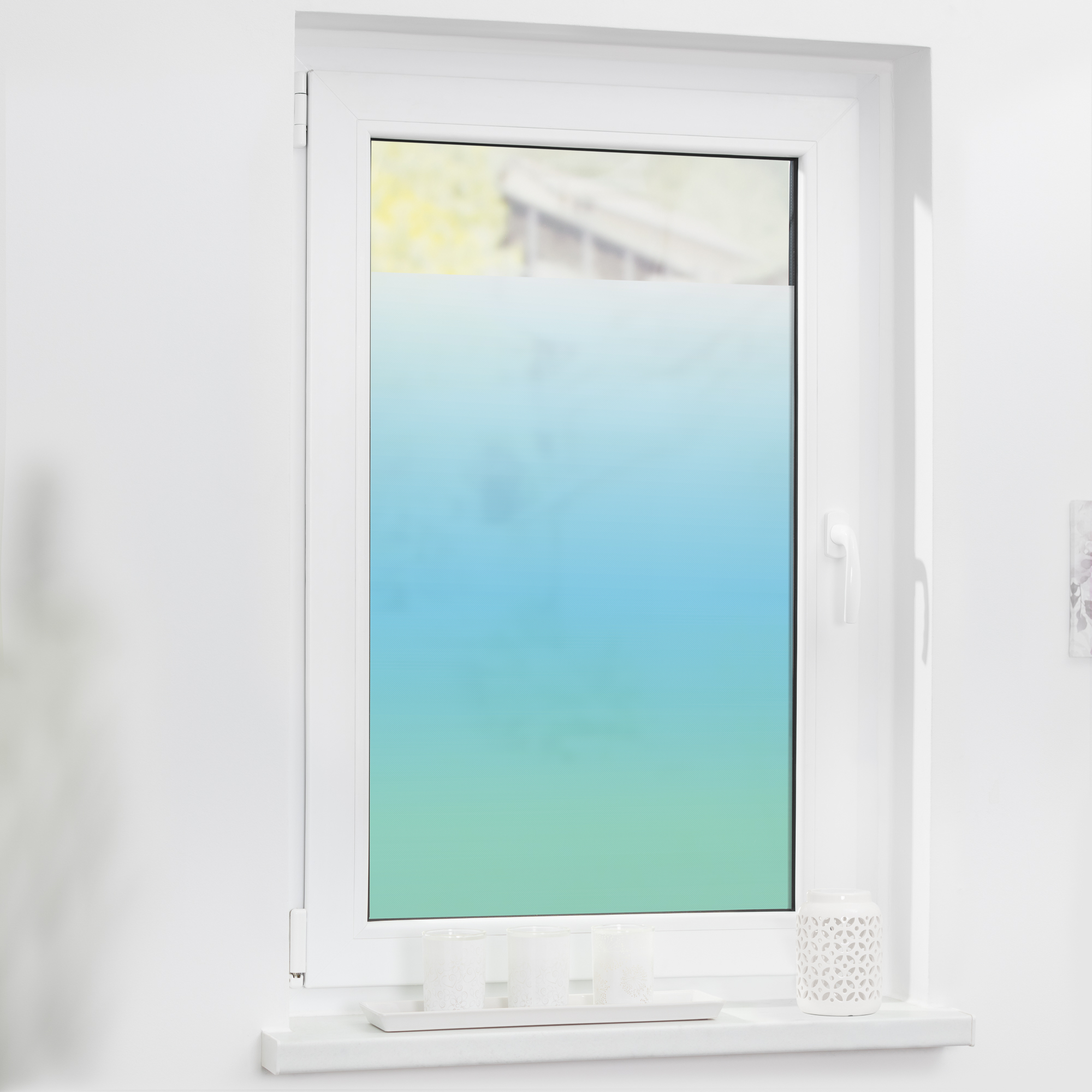 Fensterfolie mit Motiv Aquarell Petrol