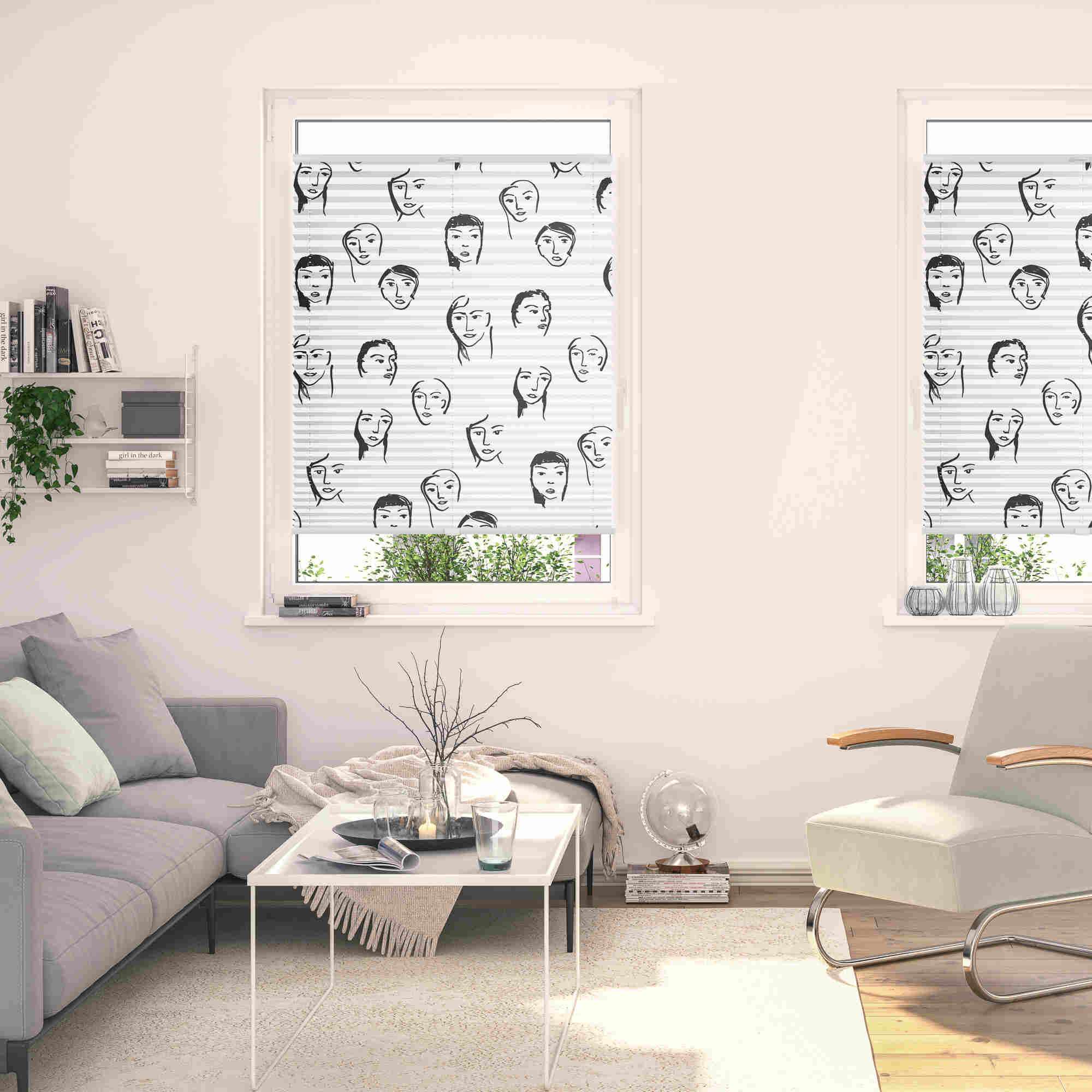 Design Plissee mit Motiv Faces Design Plissee mit Motiv Faces
