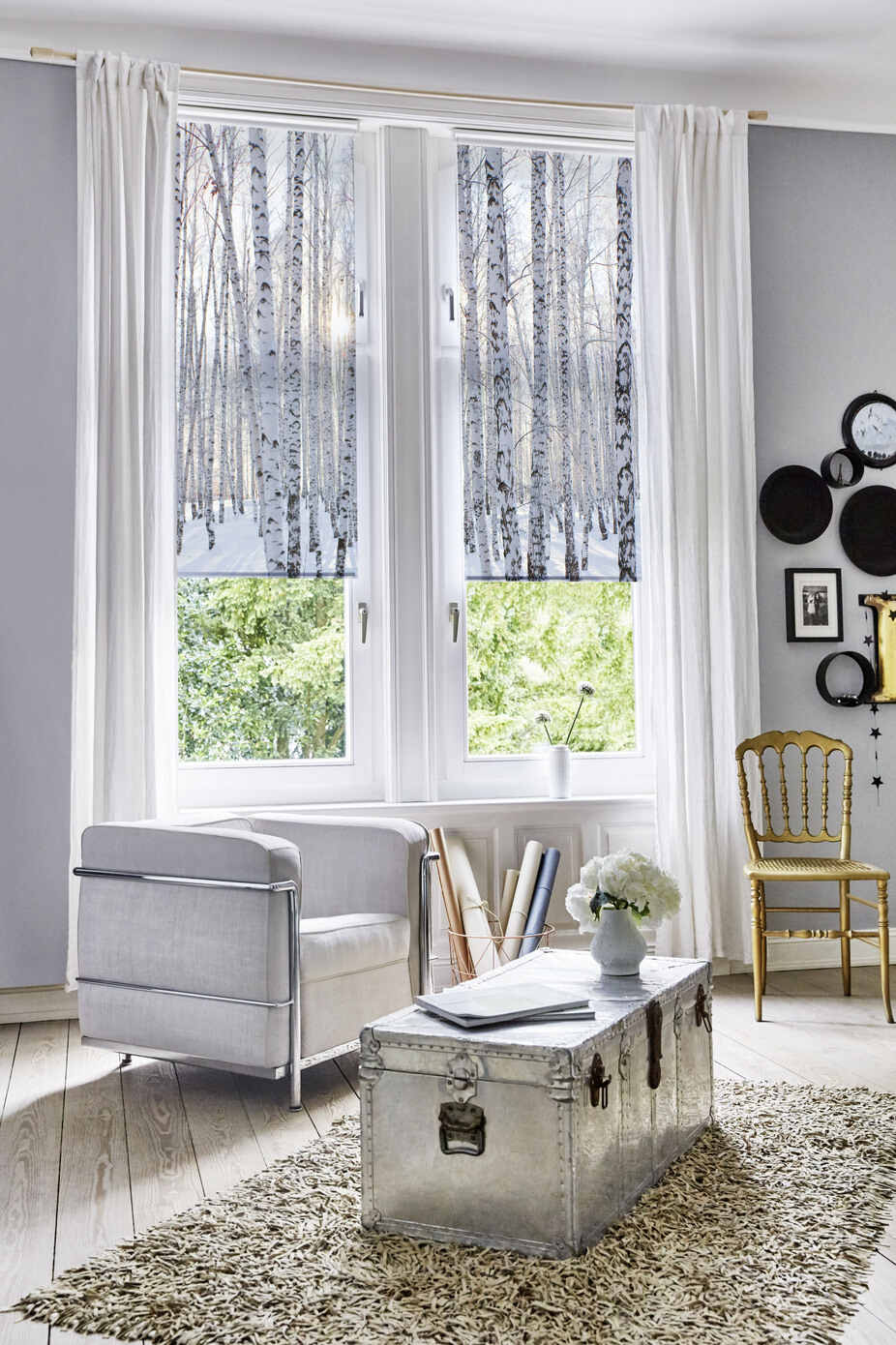 Rollo mit Weihnachtsmotiv Birkenwald Rollo mit Weihnachtsmotiv Birkenwald