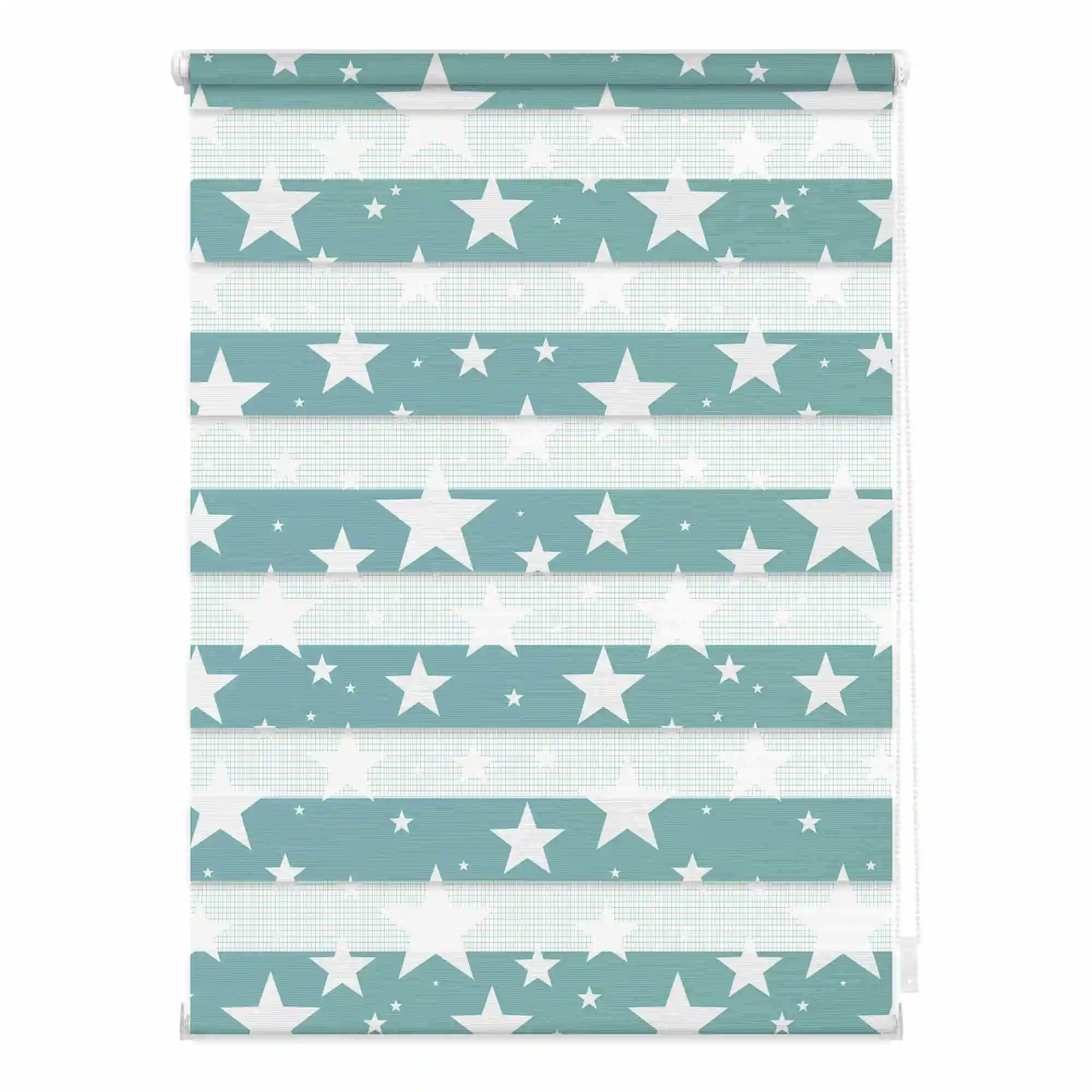 Doppelrollo mit Motiv Sterne Petrol