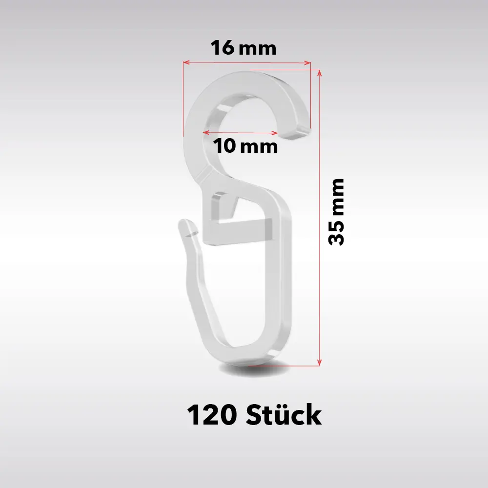 Überklipshaken für Gardinenringe 120 Stück | 8–10 mm Öse 