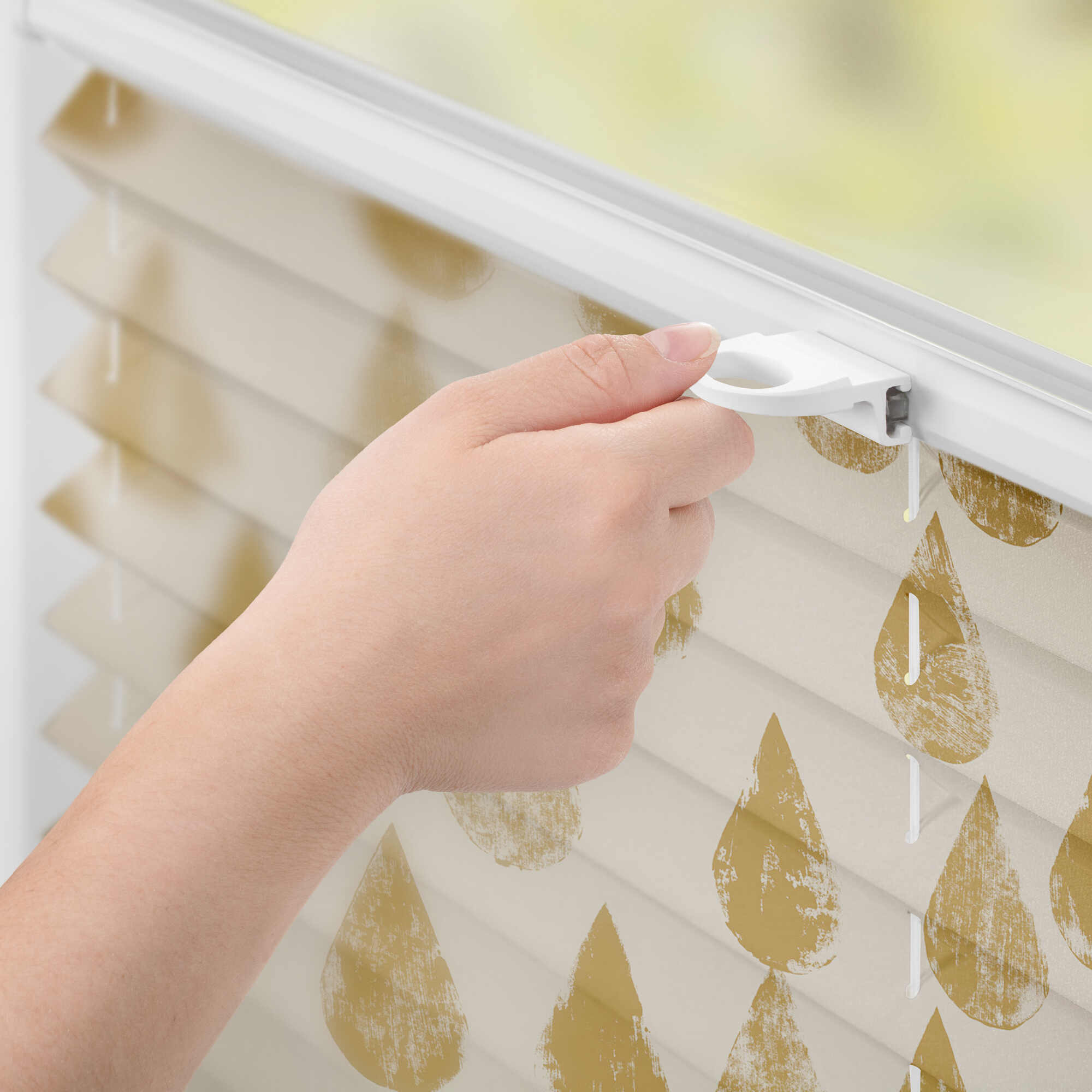 Design Plissee mit Motiv Golden Drops Design Plissee mit Motiv Golden Drops