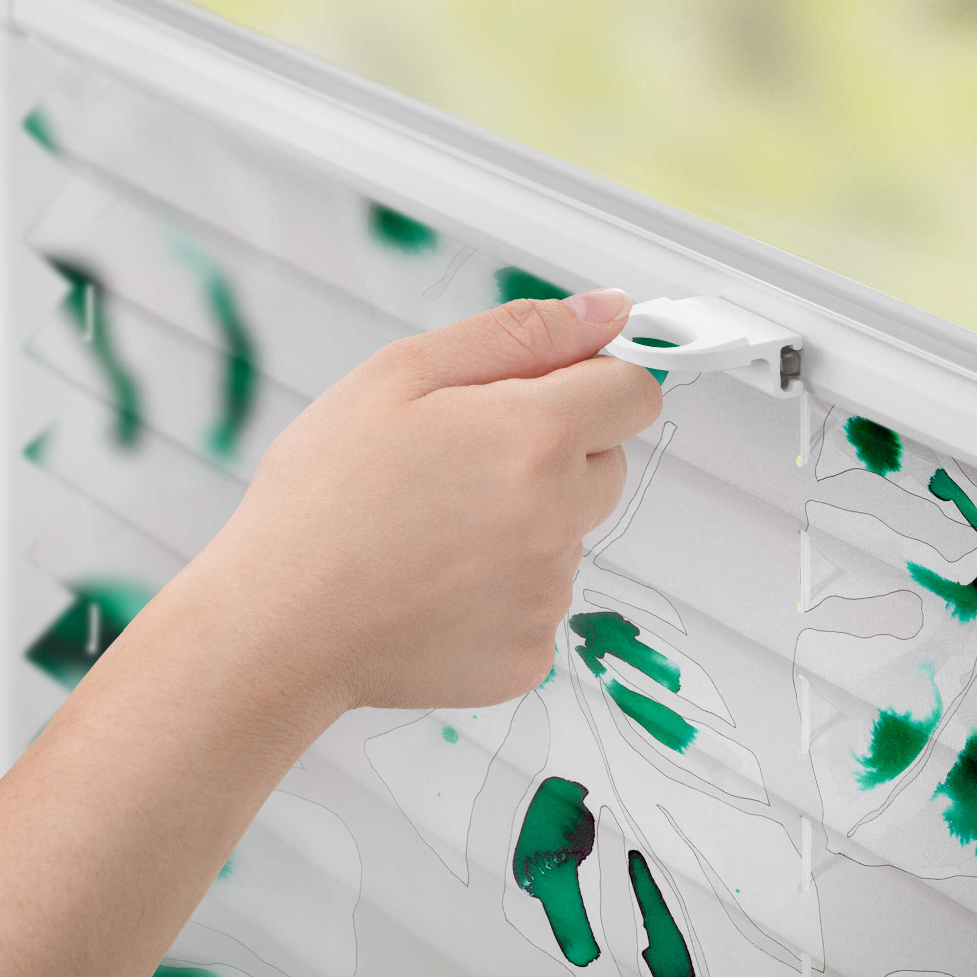 Design Plissee mit Motiv Monstera Design Plissee mit Motiv Monstera