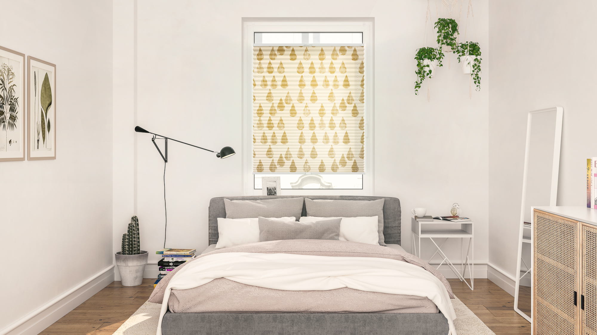 Design Plissee mit Motiv Golden Drops