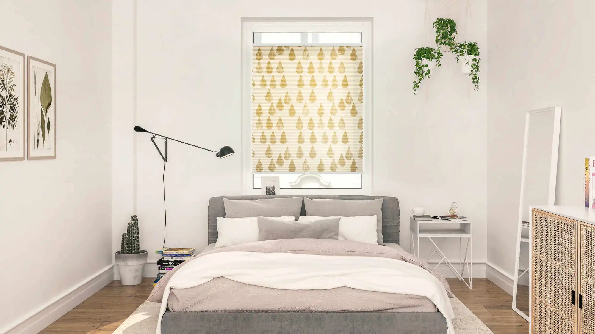 Design Plissee mit Motiv Golden Drops