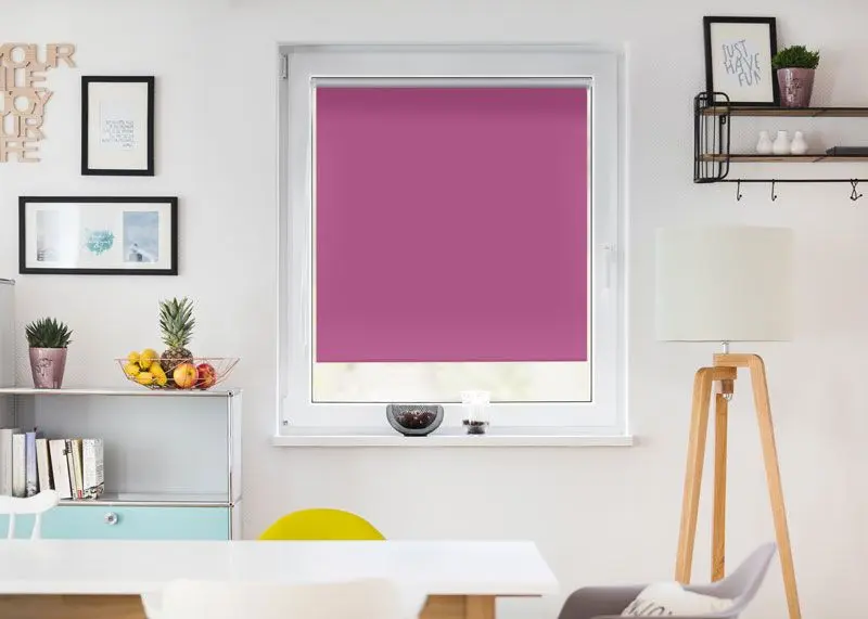 Rollos nach Befestigungsart für Fenster und bodentiefe Fenster in Lila mit Saugnapf befestigt