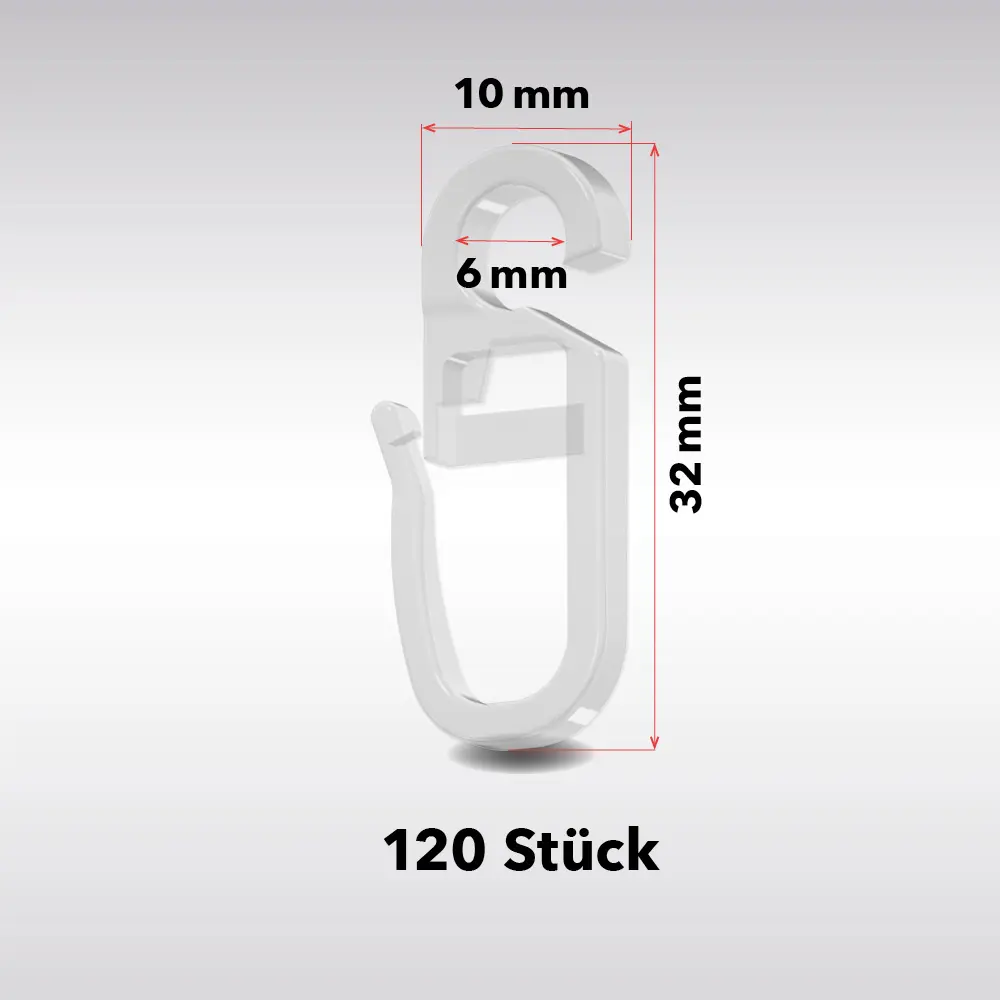 Überklipshaken für Gardinenringe 120 Stück | 5–6 mm Öse