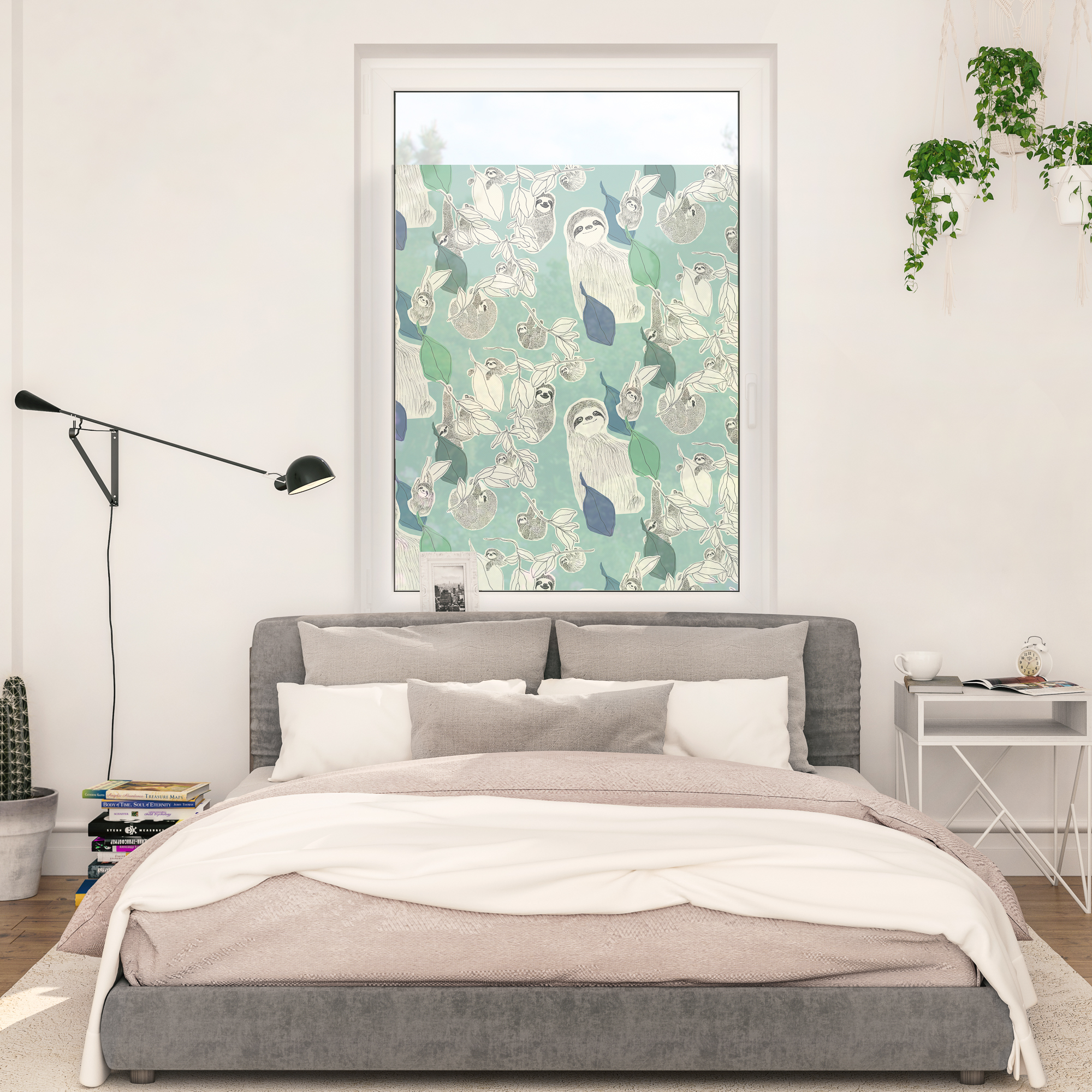 Design Fensterfolie mit Motiv Sloths On Turquoise