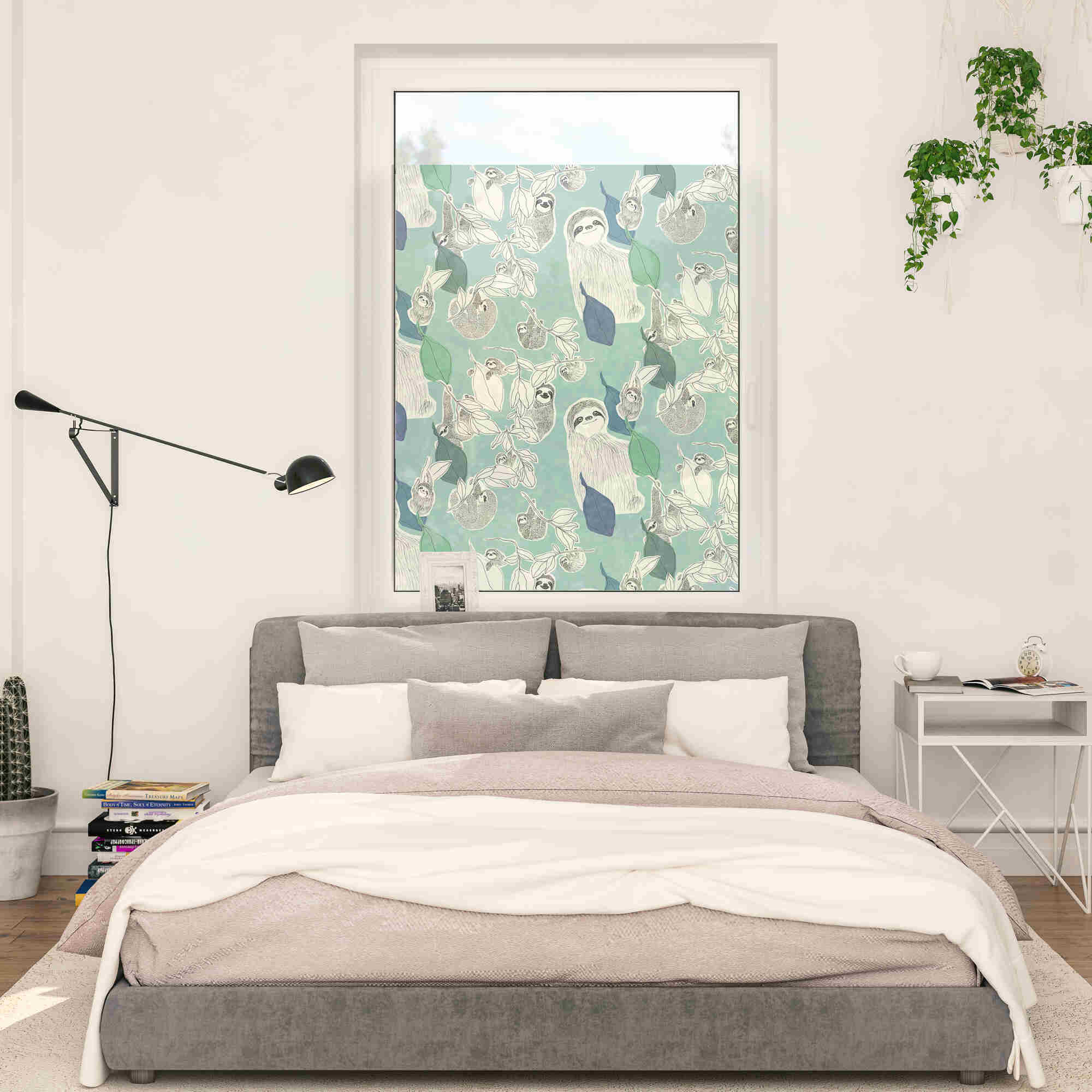 Design Fensterfolie mit Motiv Sloths On Turquoise Design Fensterfolie mit Motiv Sloths On Turquoise