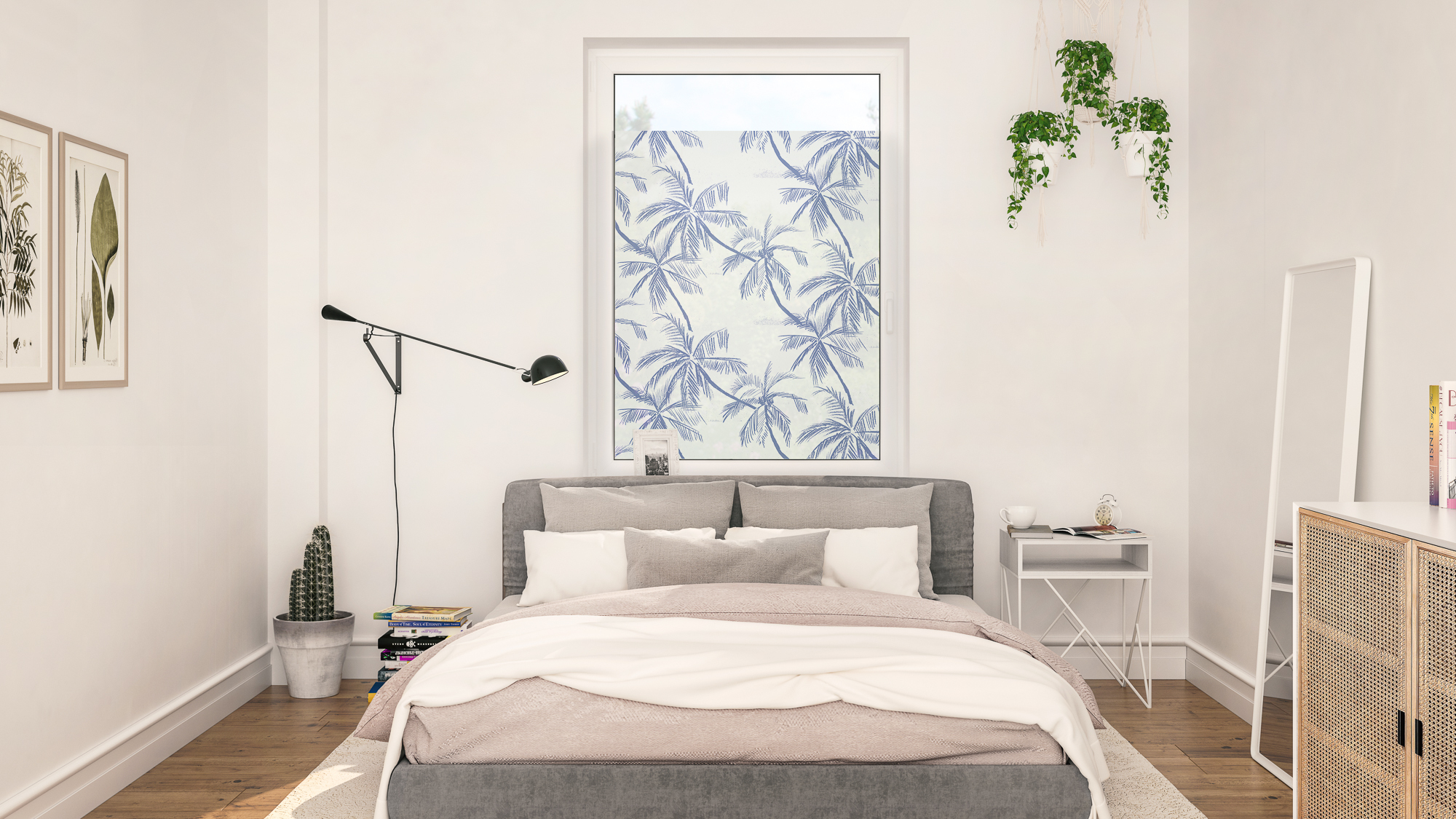 Design Fensterfolie mit Motiv Blueprint Palms