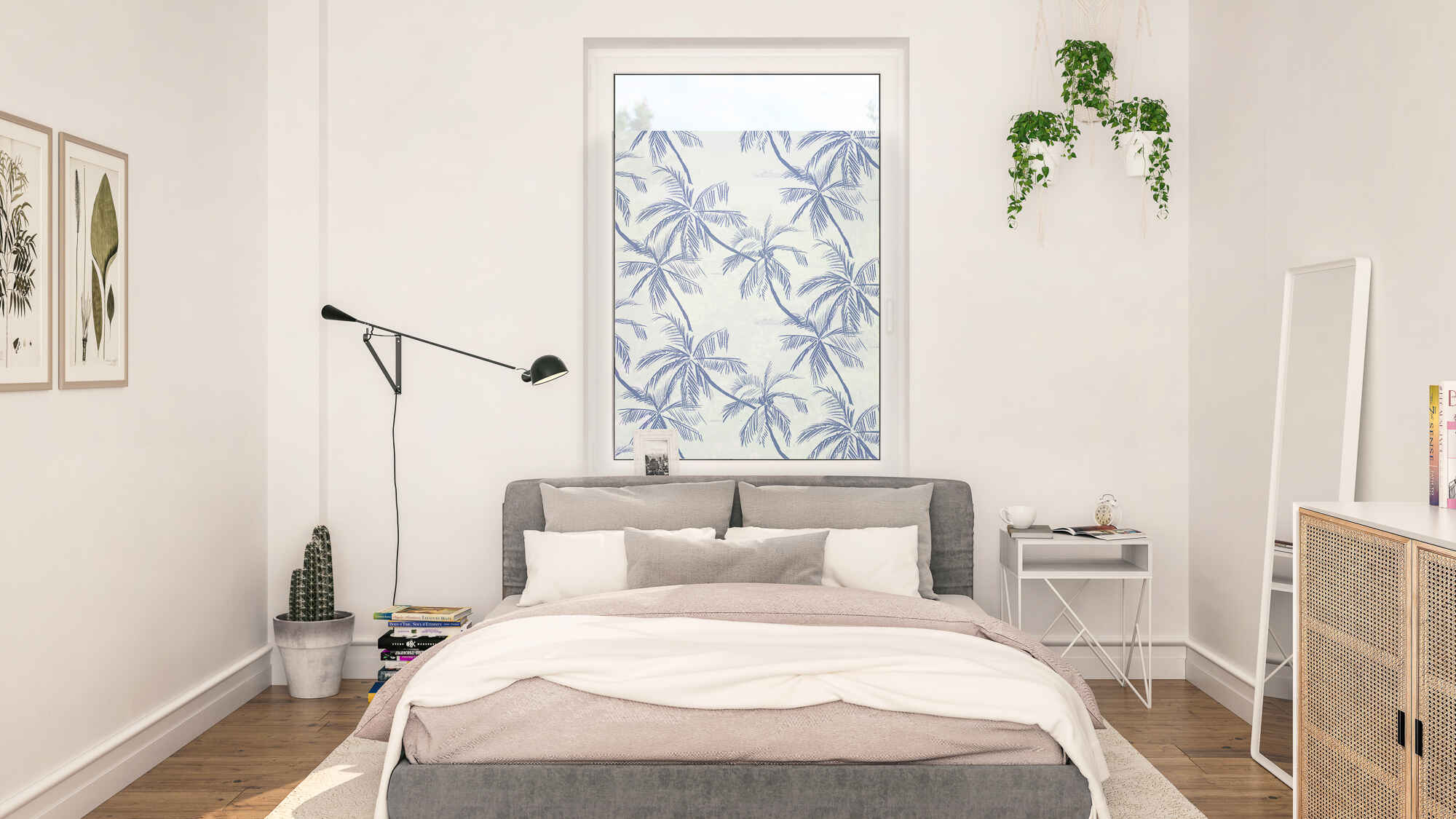 Design Fensterfolie mit Motiv Blueprint Palms Design Fensterfolie mit Motiv Blueprint Palms