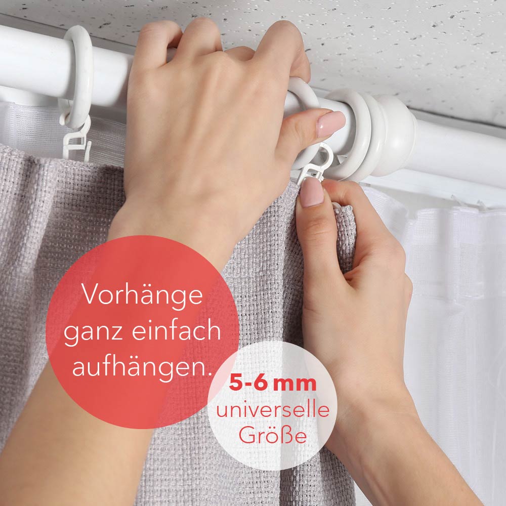 Überklipshaken für Gardinenringe 120 Stück | 5–6 mm Öse Überklipshaken für Gardinenringe 120 Stück | 5–6 mm Öse