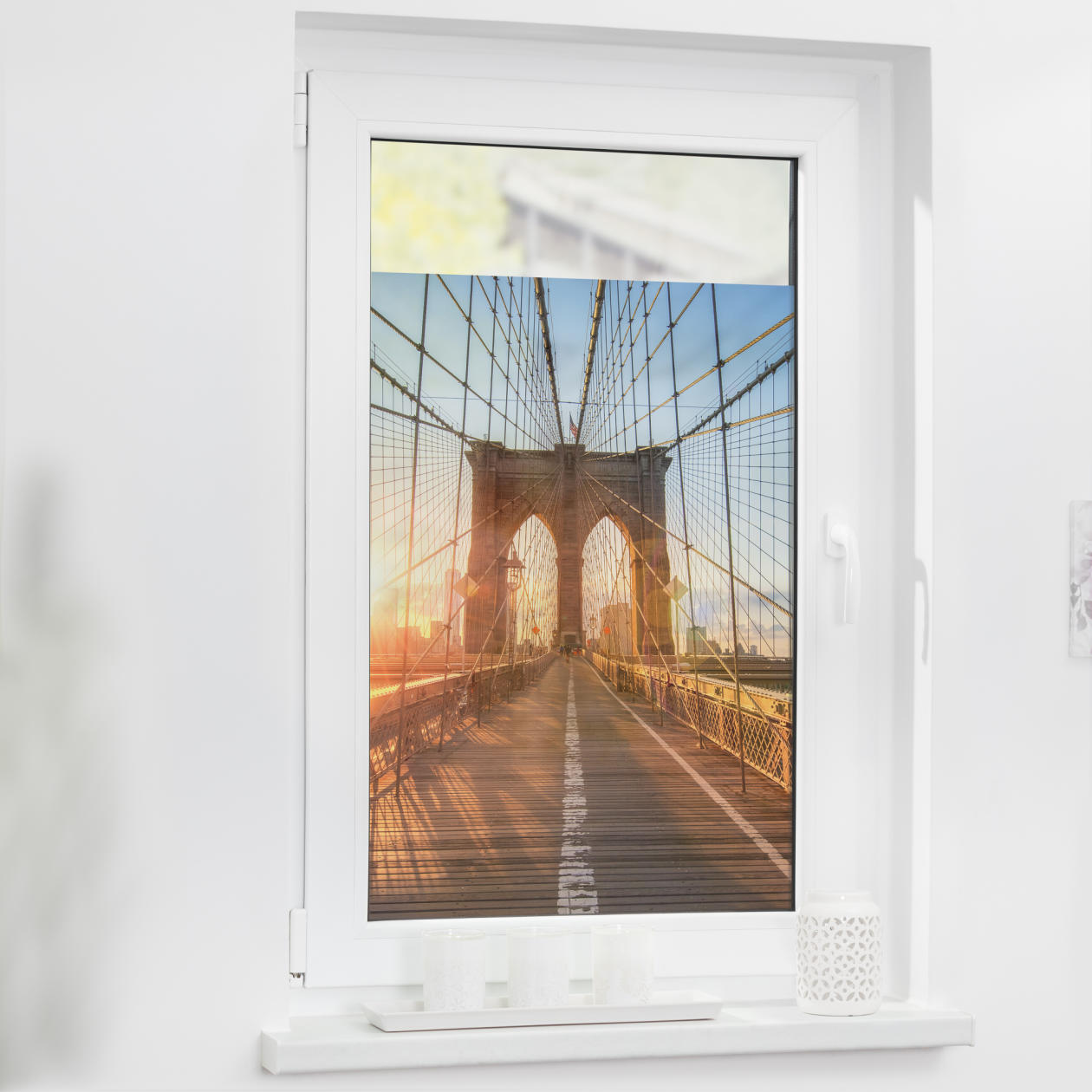 Sonnenschutz, Motiv, Druck, Print, Brooklyn-Bridge, Fensterfolie mit Motiv Brooklyn Bridge, SKF.050.050.738, Lichtblick