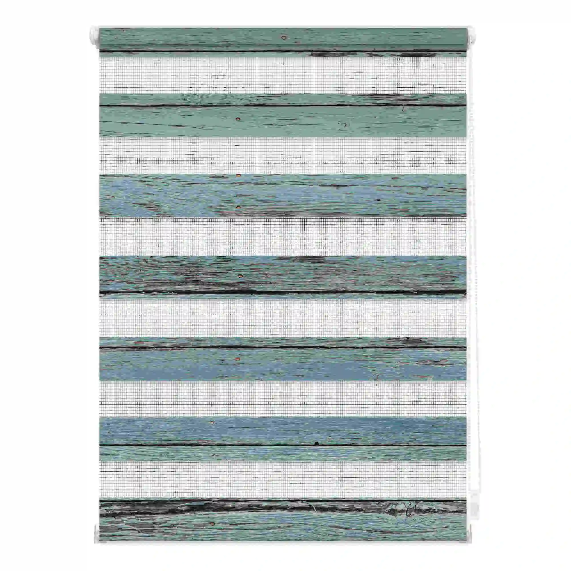 Doppelrollo mit Motiv Bretter Vintage Petrol