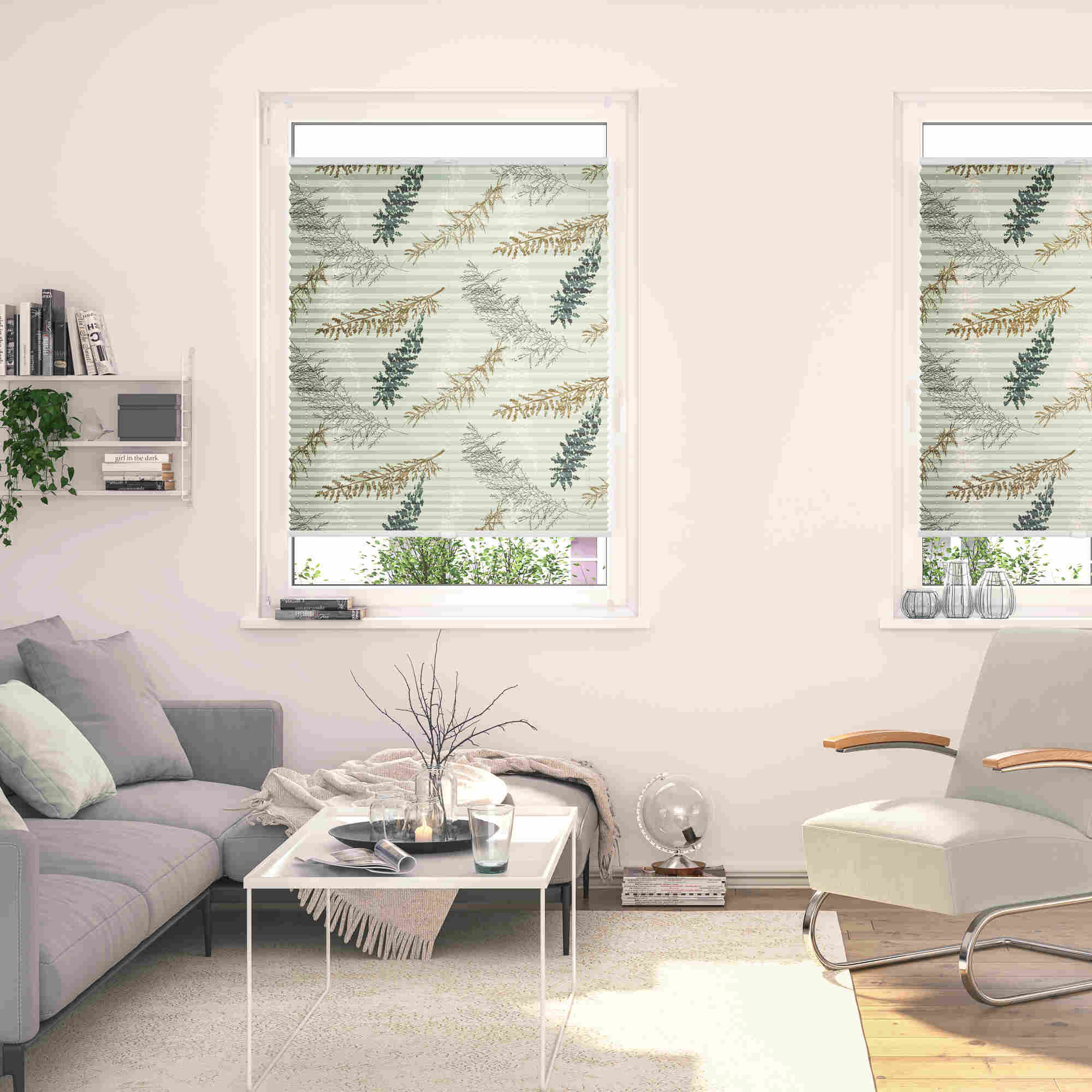 Design Plissee mit Motiv Fir Branches Design Plissee mit Motiv Fir Branches