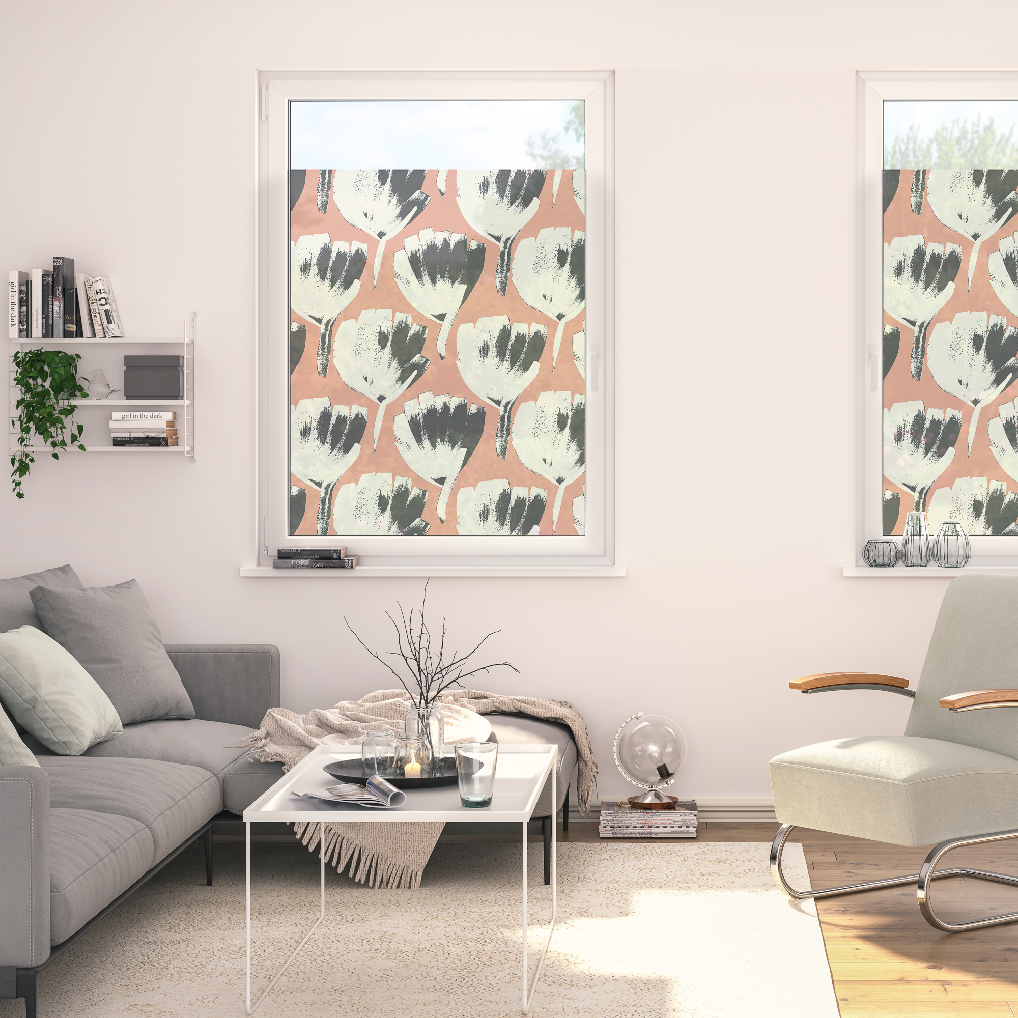 Design Fensterfolie mit Motiv Jumbo Flowers On Salmon