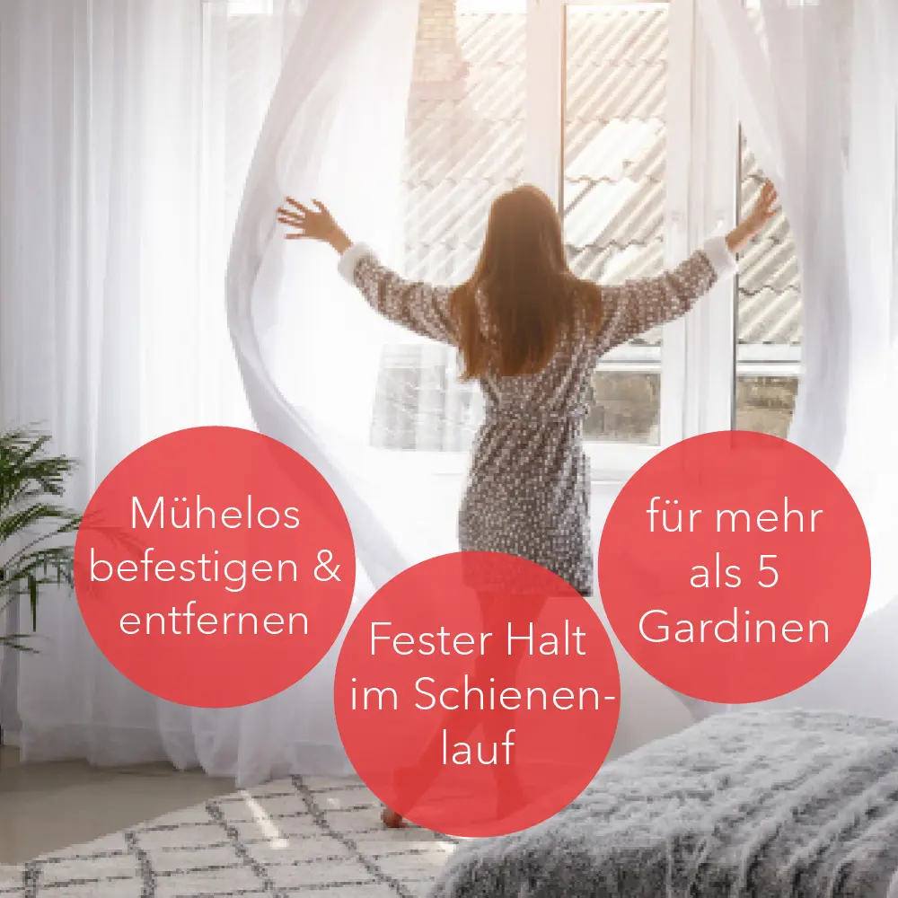 Feststeller-Set für Gardinenschienen | 4 mm Einführöffnung | 10 Zwischenfeststeller + 6 Endfeststeller