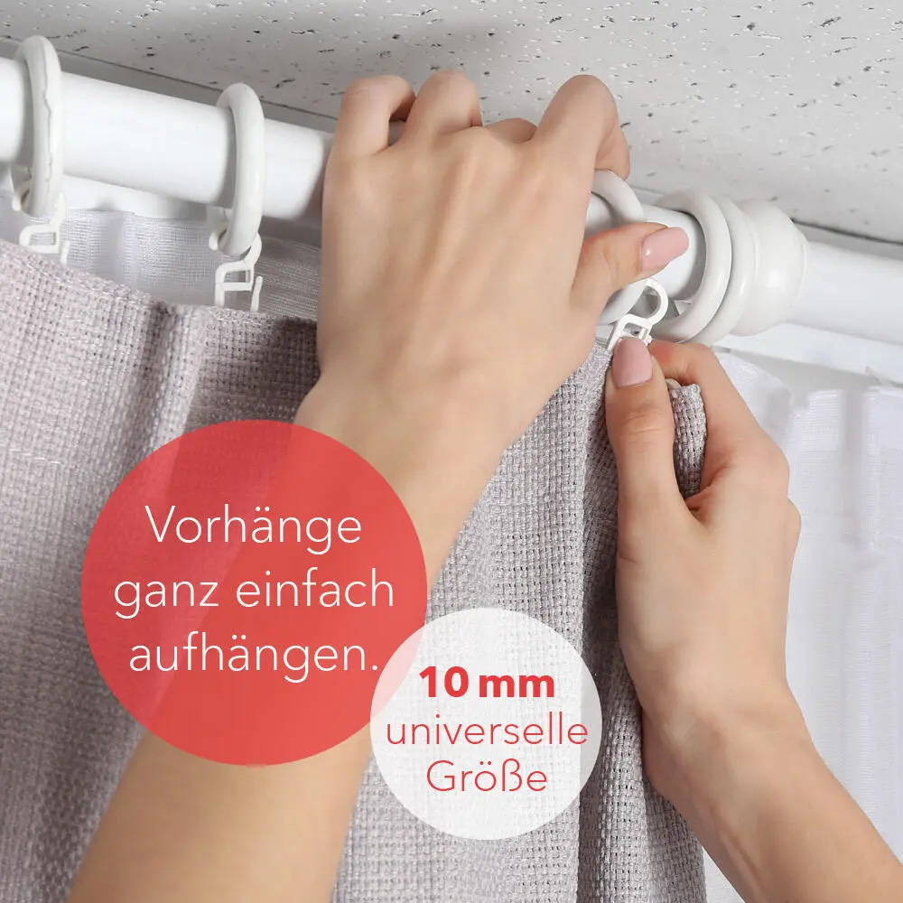 Überklipshaken für Gardinenringe 120 Stück | 8–10 mm Öse 